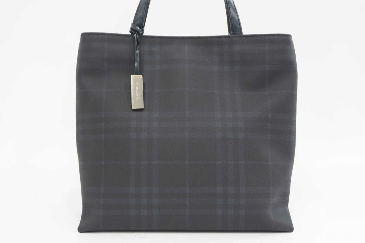 Pre-Owned Burberry Pvc Canvas Nova Check Handbag Navy Blue