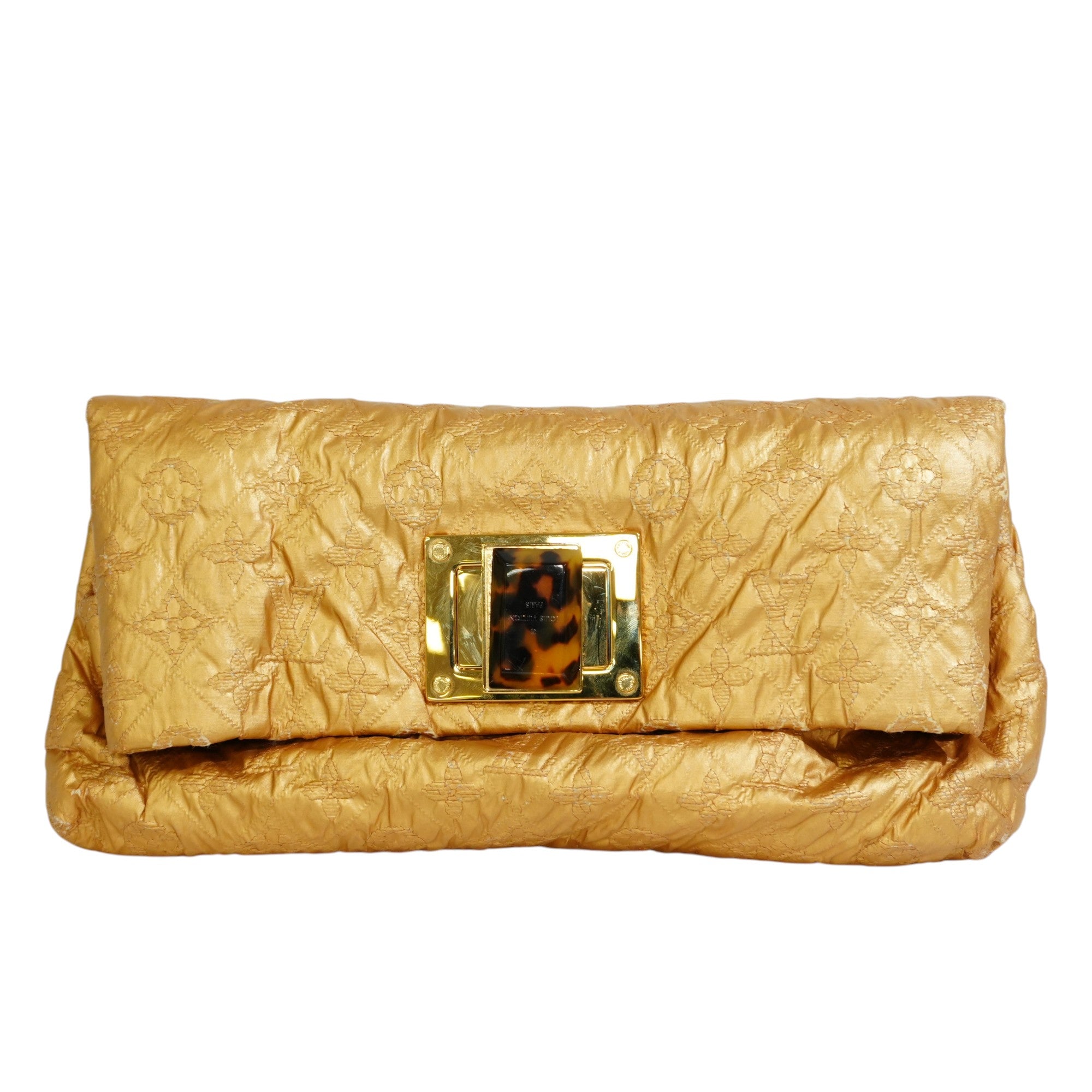 Pre-owned Louis Vuitton Monogram Limited Edition Altar Clutch Bag Gold