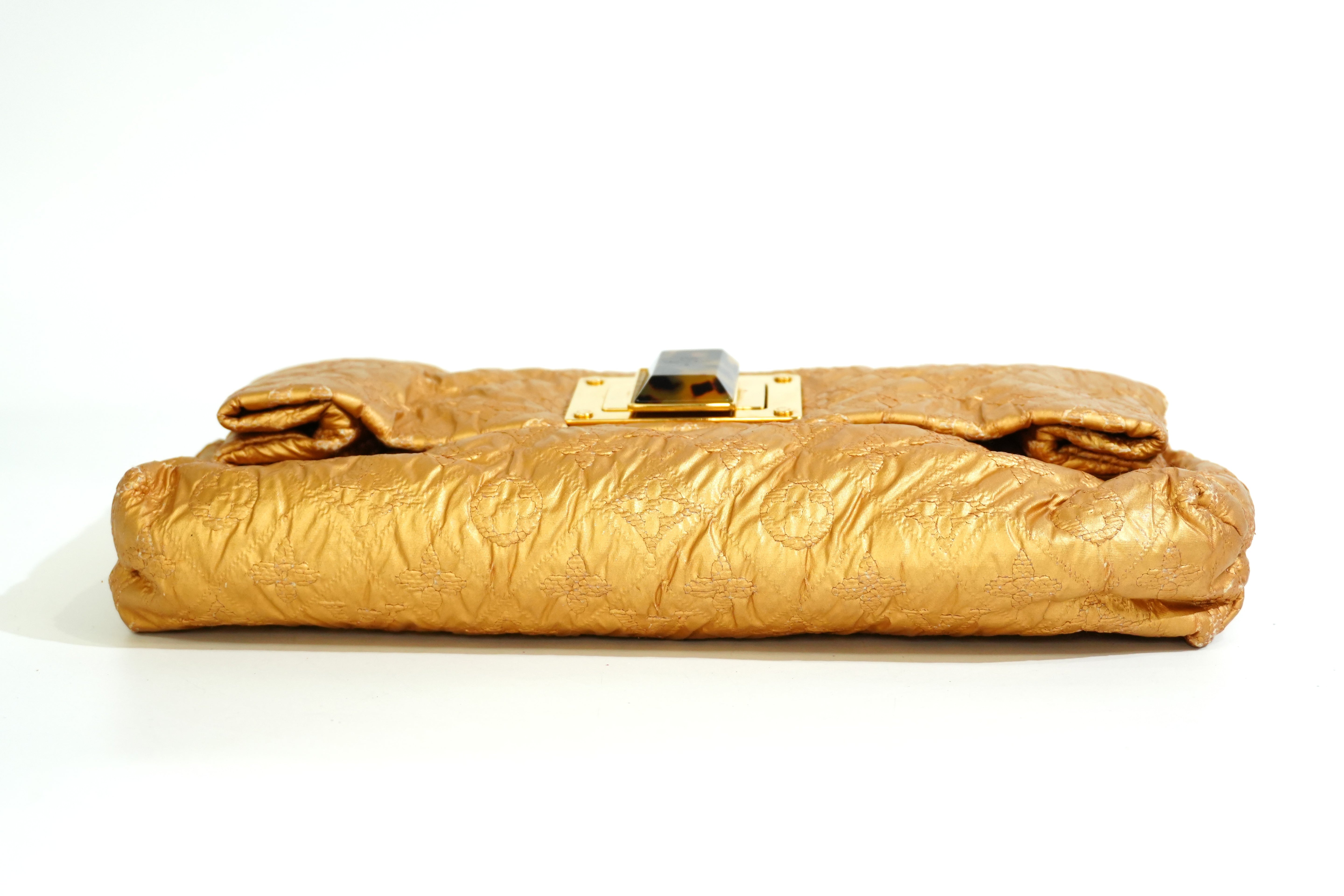 Pre-owned Louis Vuitton Monogram Limited Edition Altar Clutch Bag Gold