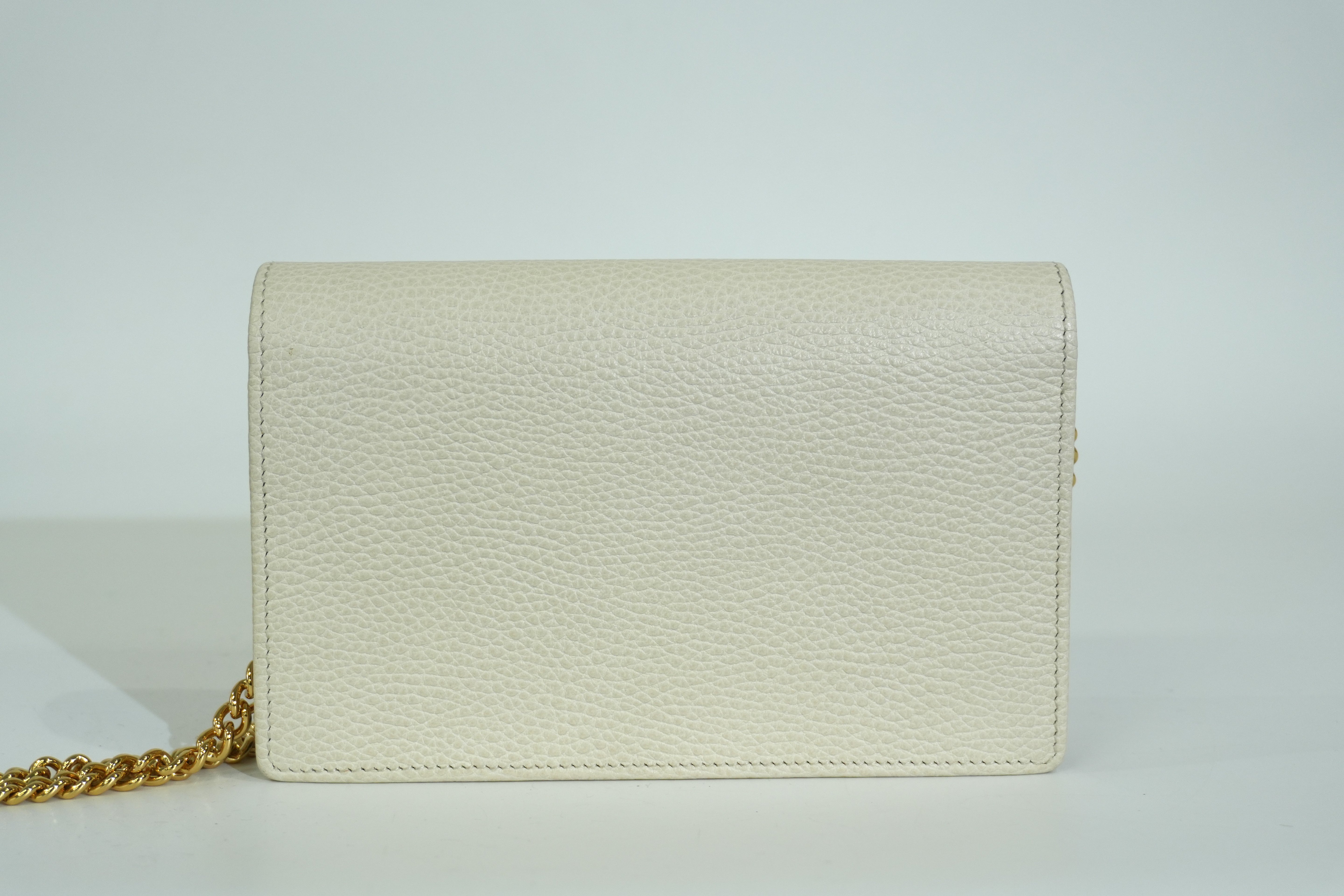 Pre-owned Gucci Marmont Wallet on Chain White