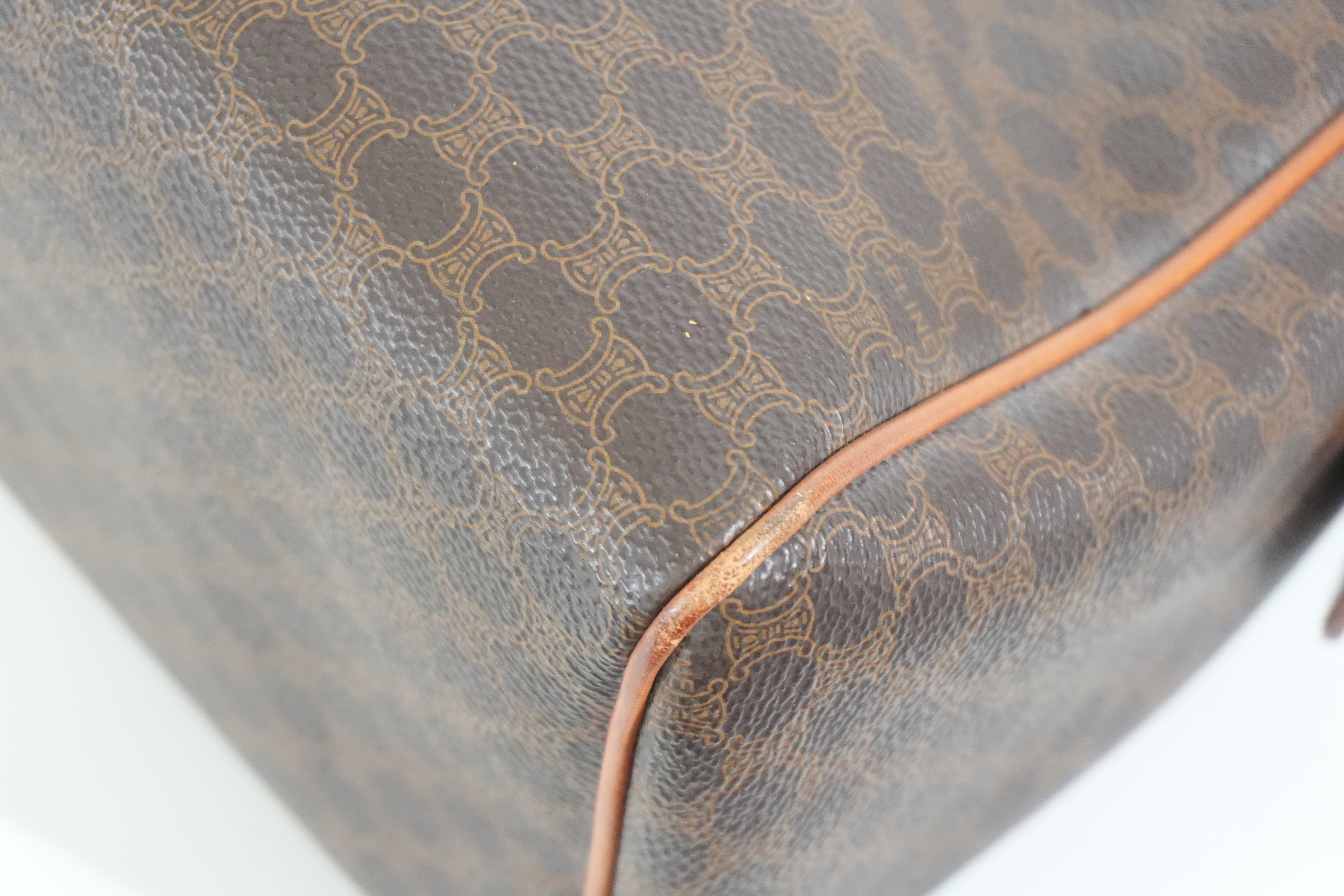 Pre-owned Celine Macadam Boston Bag Brown