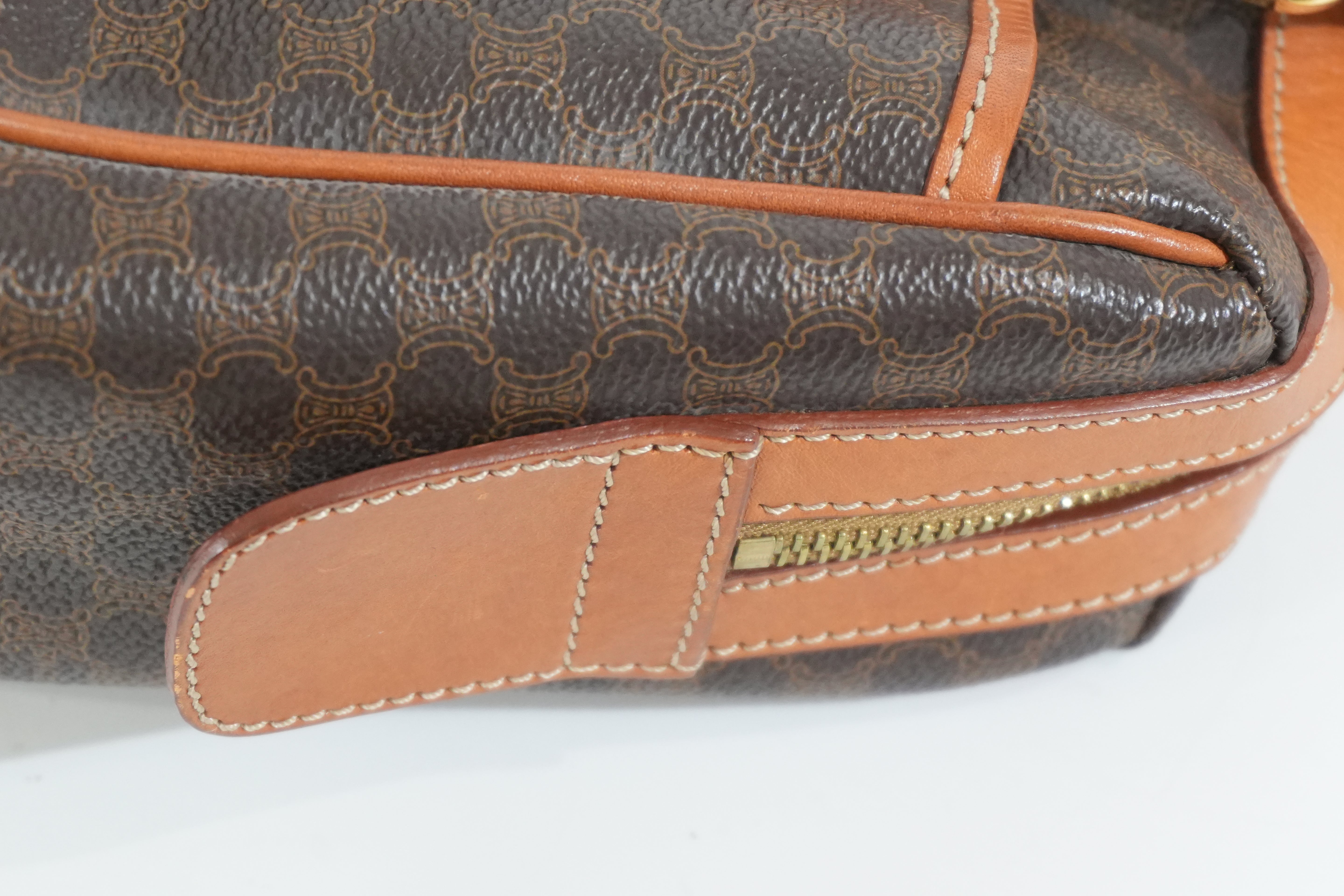Pre-owned Celine Macadam Boston Bag Brown