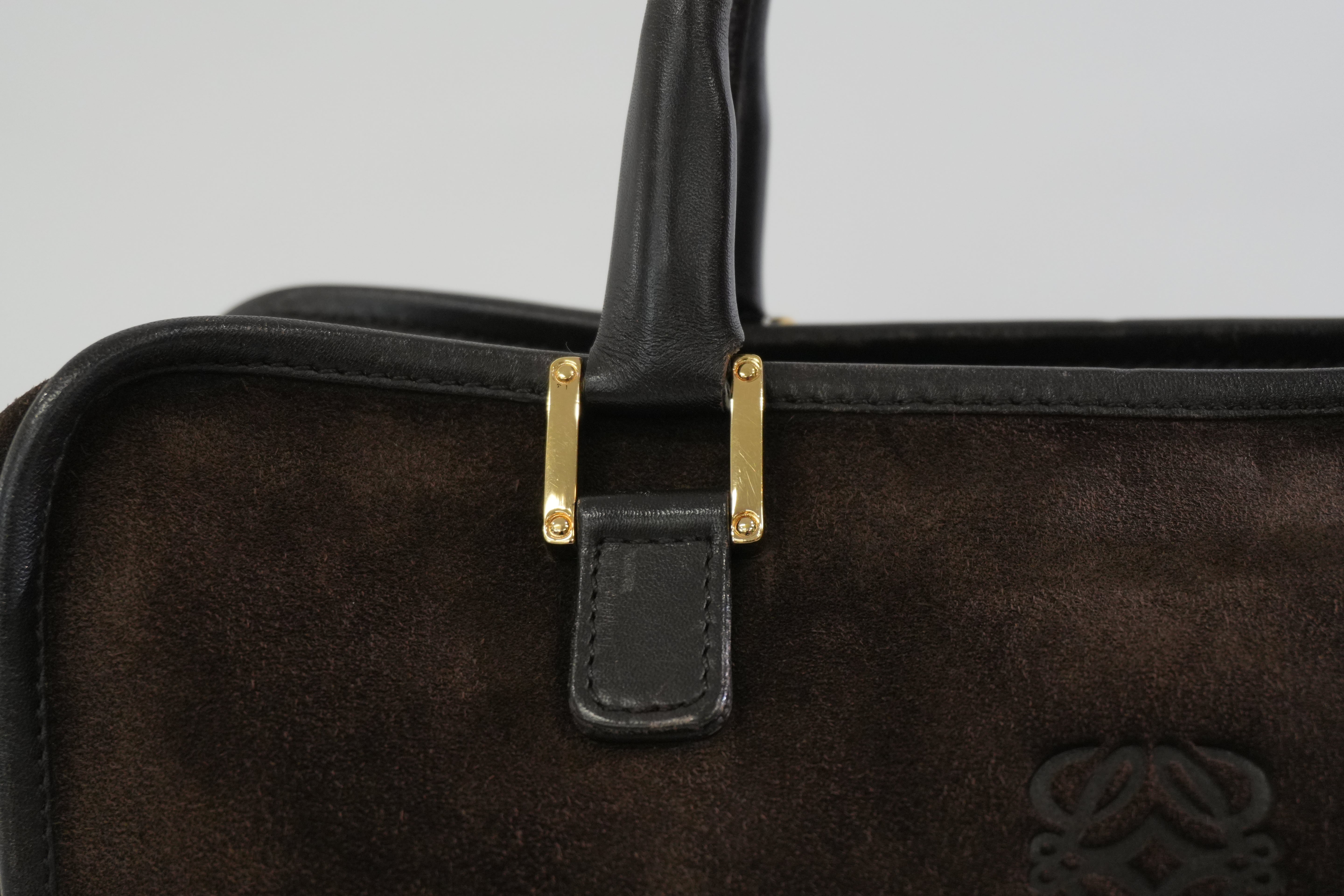 Pre-owned Loewe Suede Leather Anagram Amazona Handbag Brown