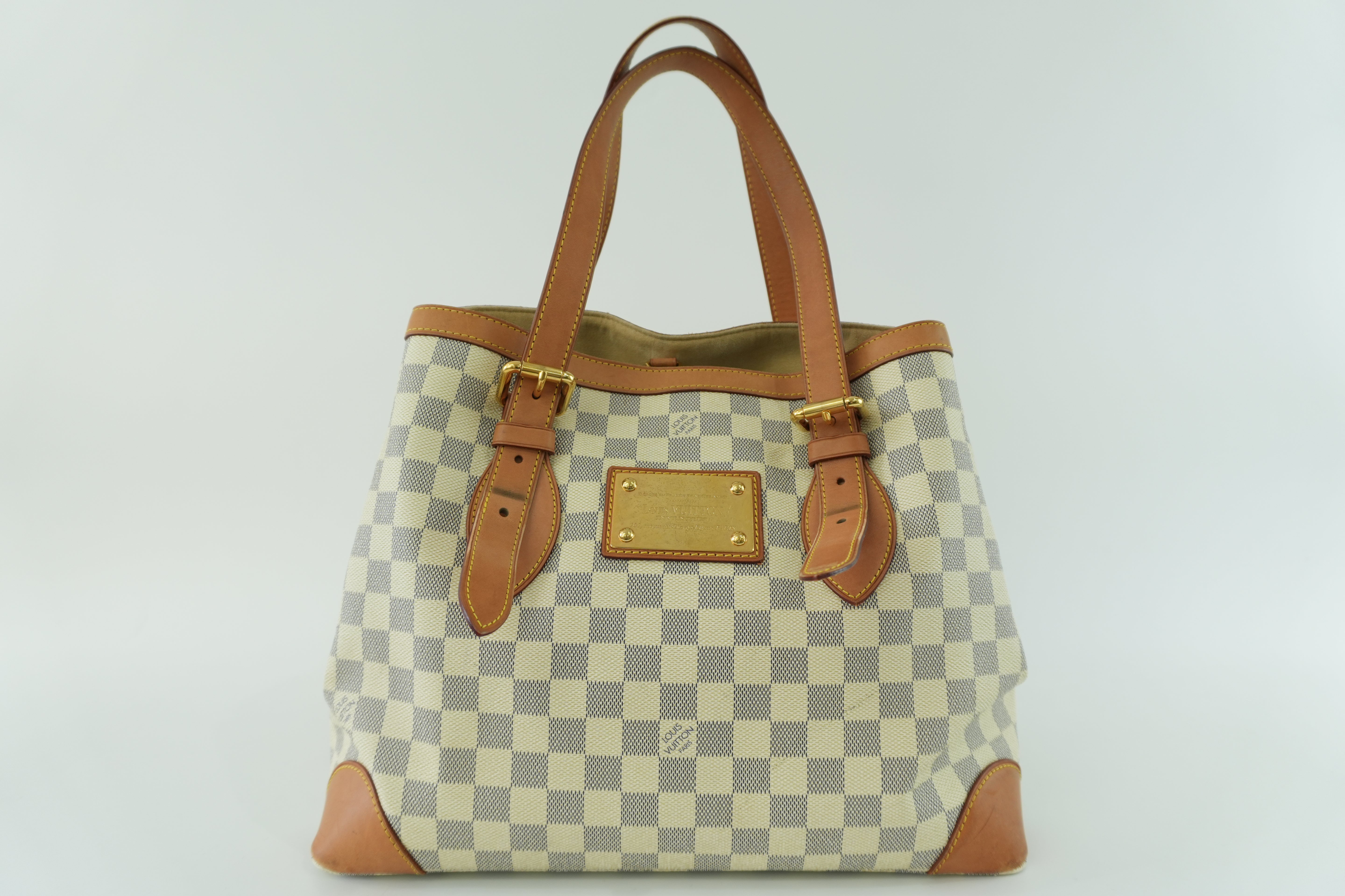 Louis Vuitton Damier Azur Hampstead MM Shoulder Tote Bag Used