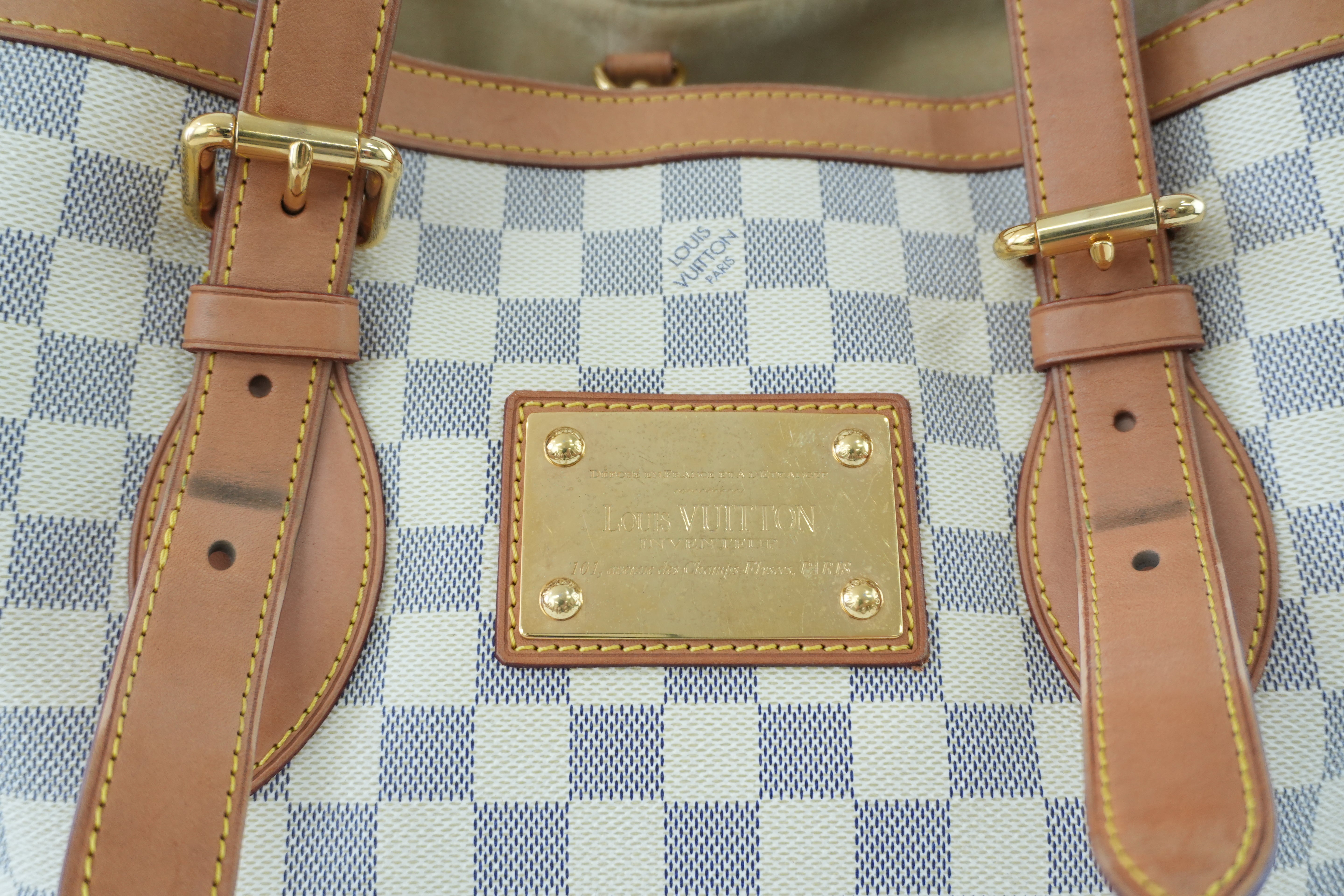 Louis Vuitton Damier Azur Hampstead MM Shoulder Tote Bag Used