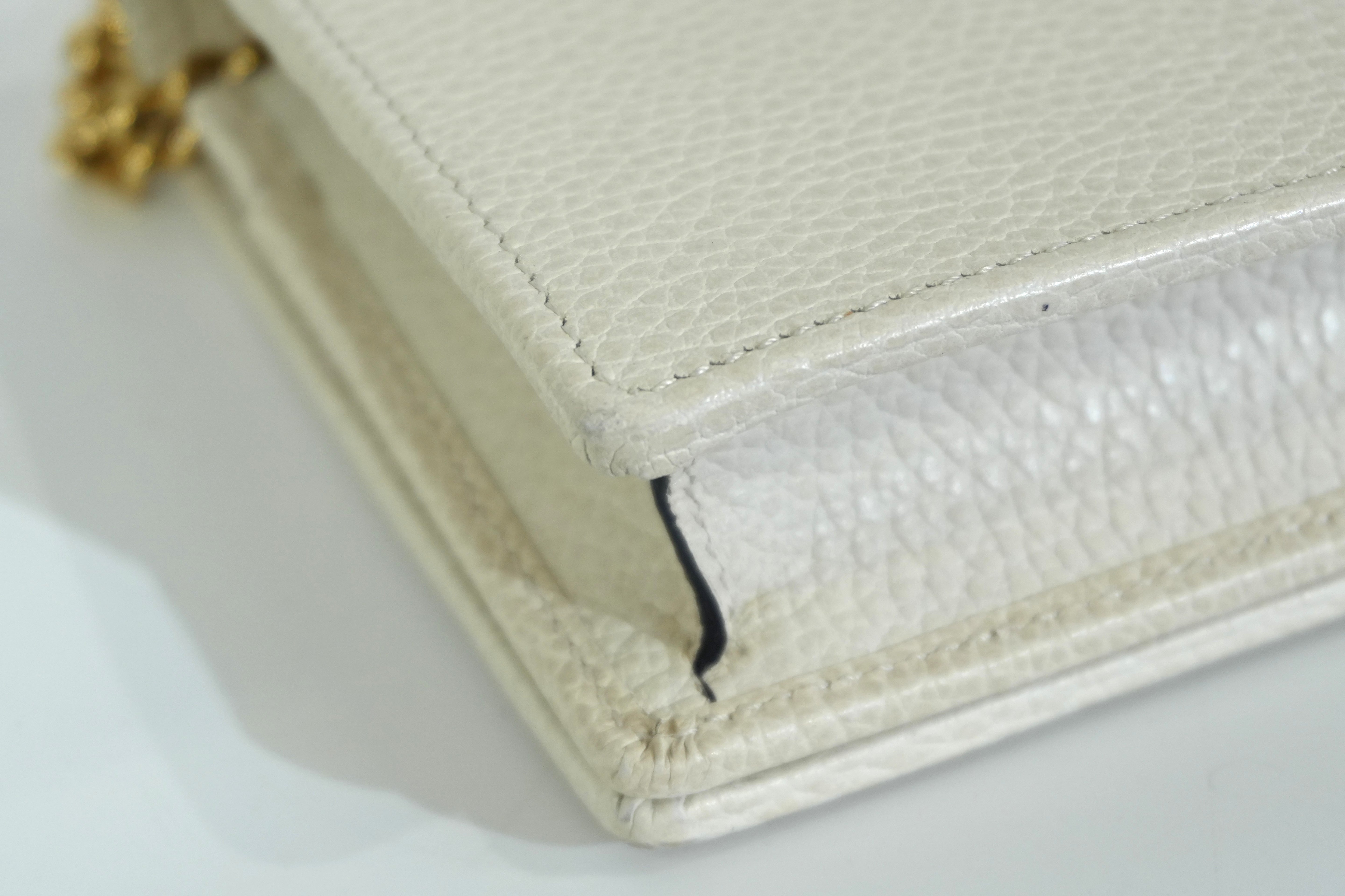 Pre-owned Gucci Marmont Wallet on Chain White