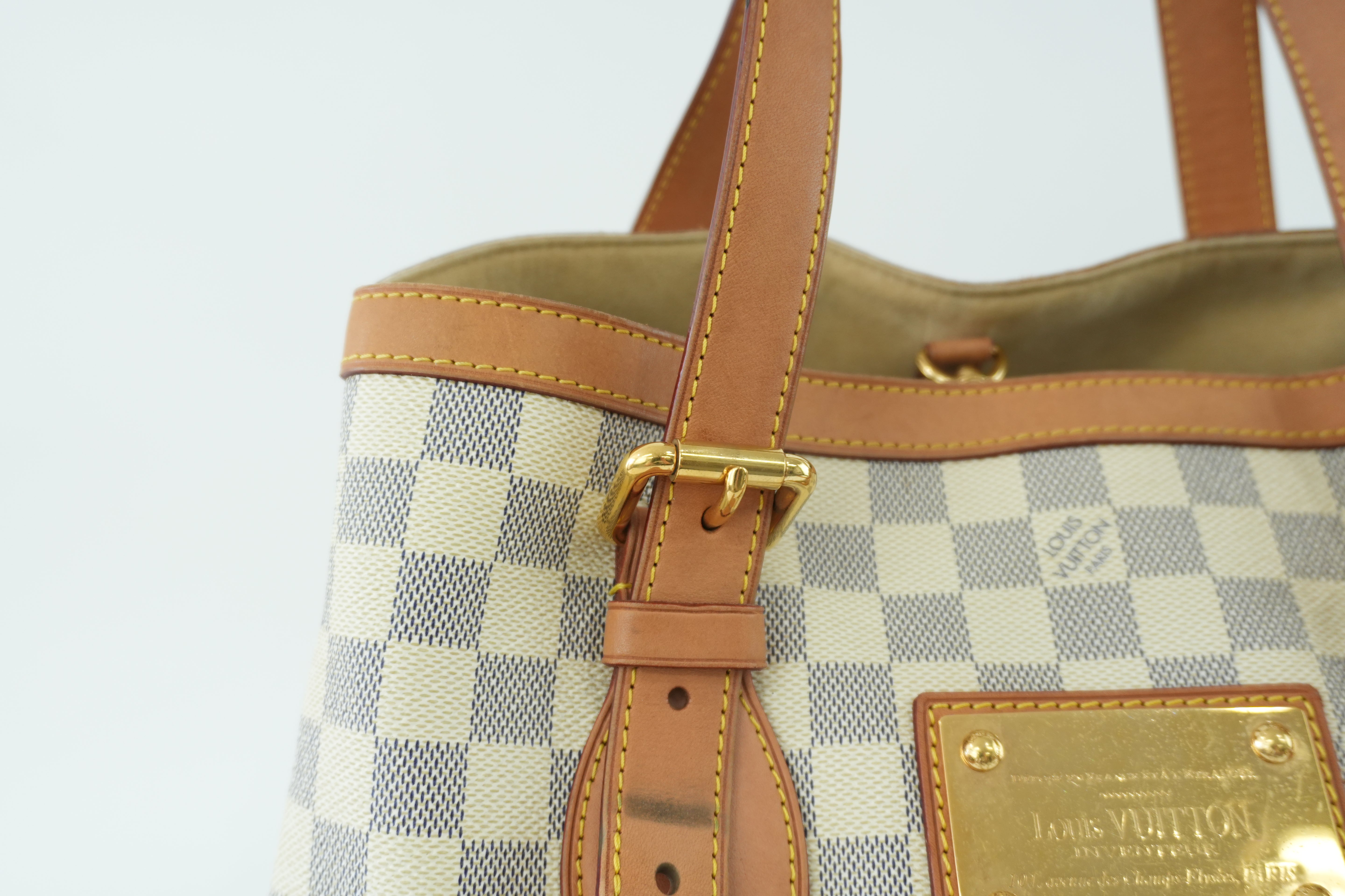 Louis Vuitton Damier Azur Hampstead MM Shoulder Tote Bag Used