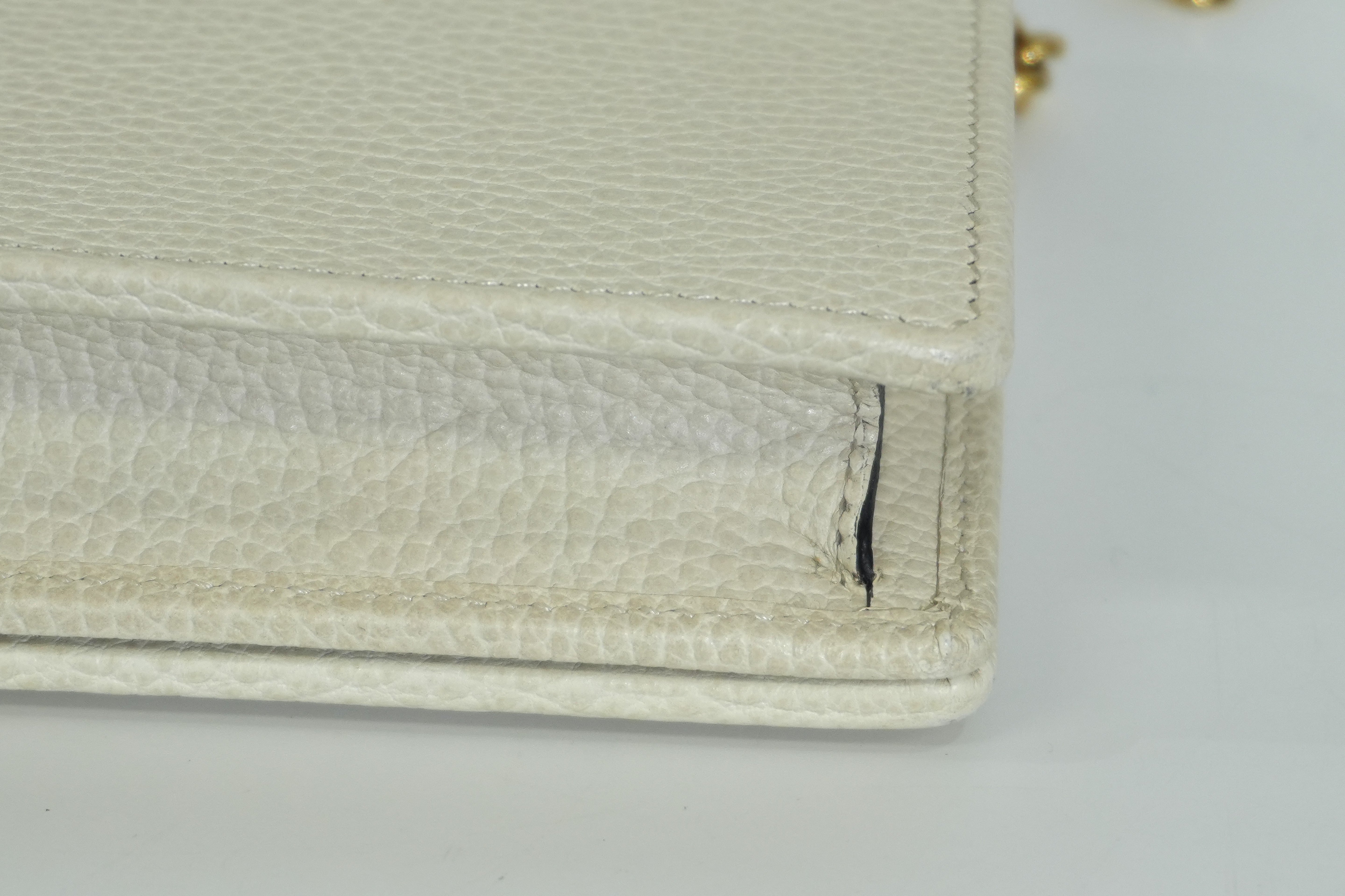 Pre-owned Gucci Marmont Wallet on Chain White