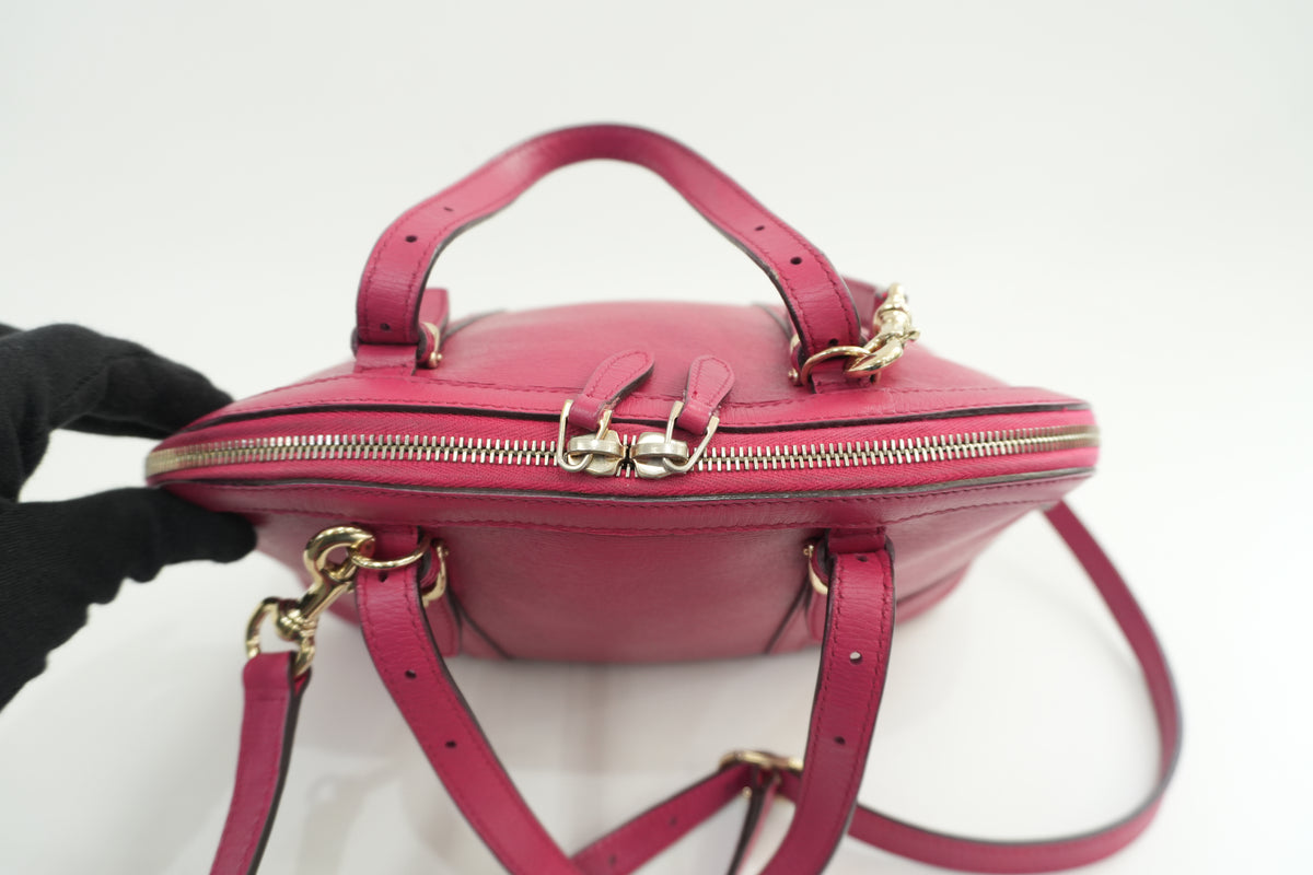 Pre-Owned Gucci Leather Two-Way Dome Satchel Shoulder Bag Pink