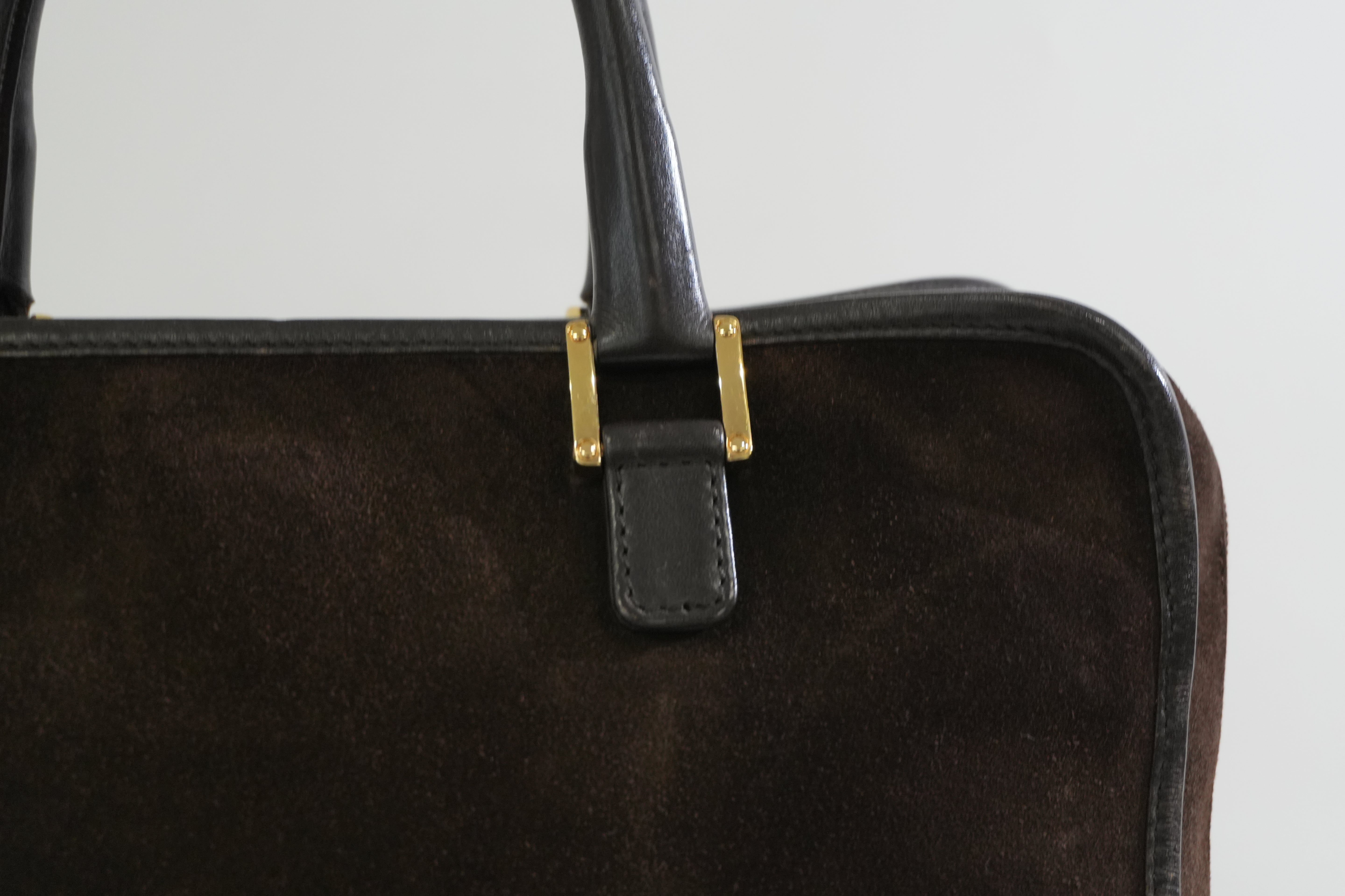 Pre-owned Loewe Suede Leather Anagram Amazona Handbag Brown