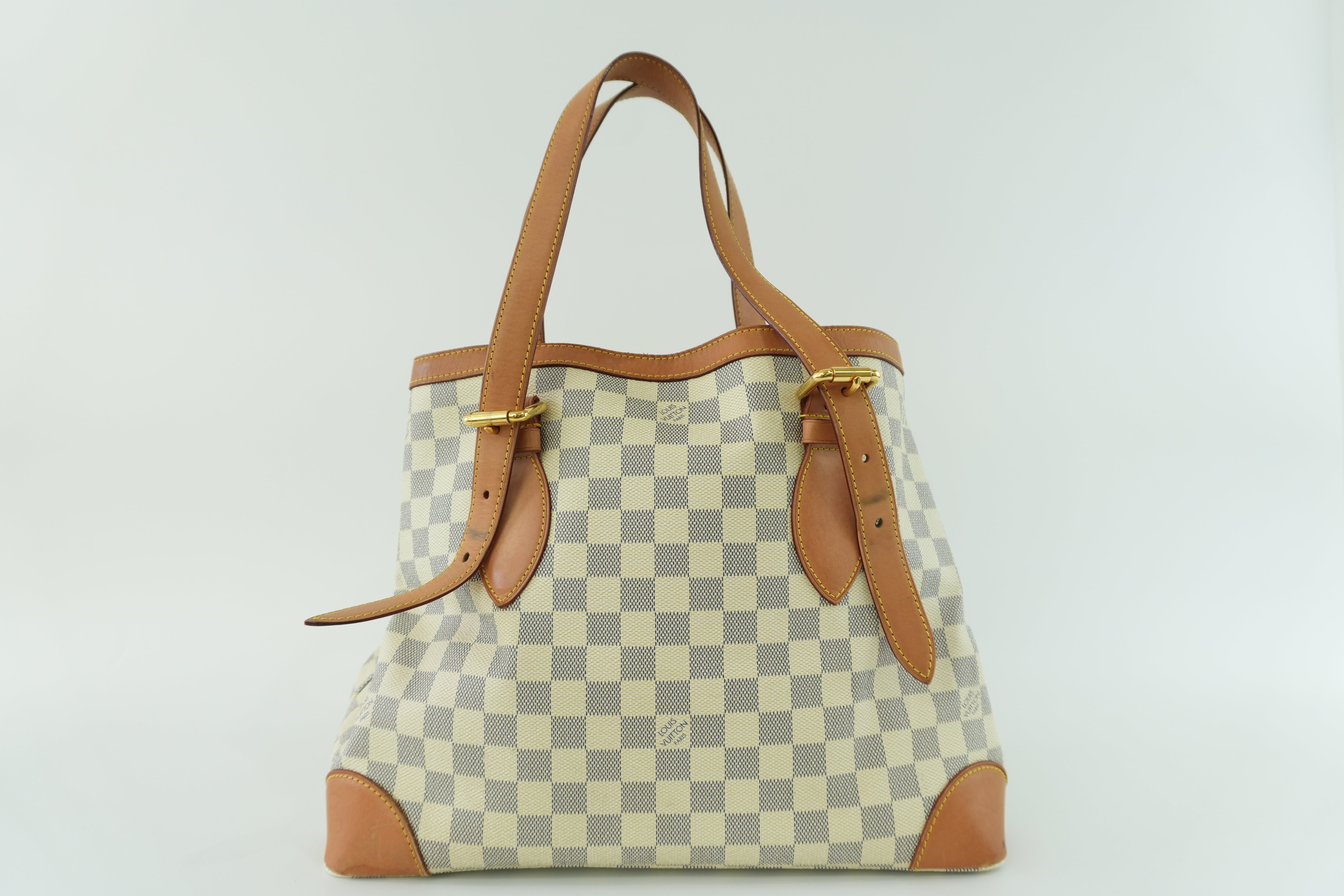 Louis Vuitton Damier Azur Hampstead MM Shoulder Tote Bag Used