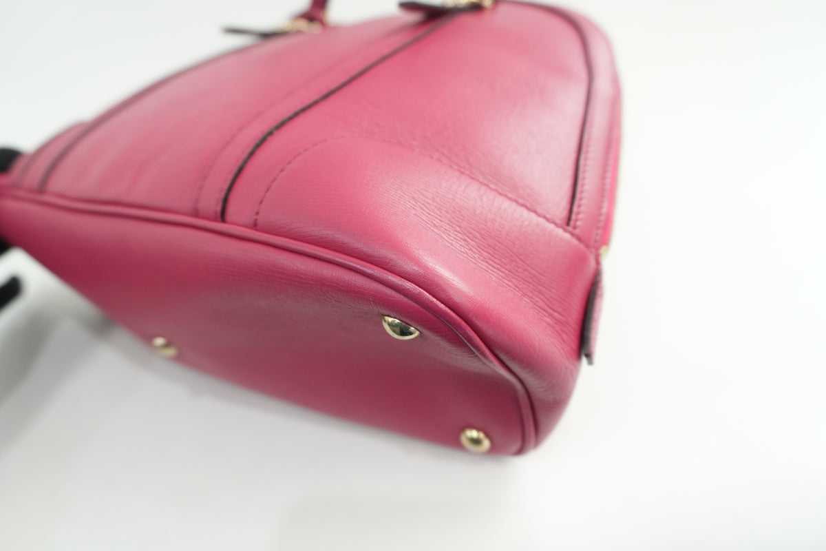 Pre-Owned Gucci Leather Two-Way Dome Satchel Shoulder Bag Pink