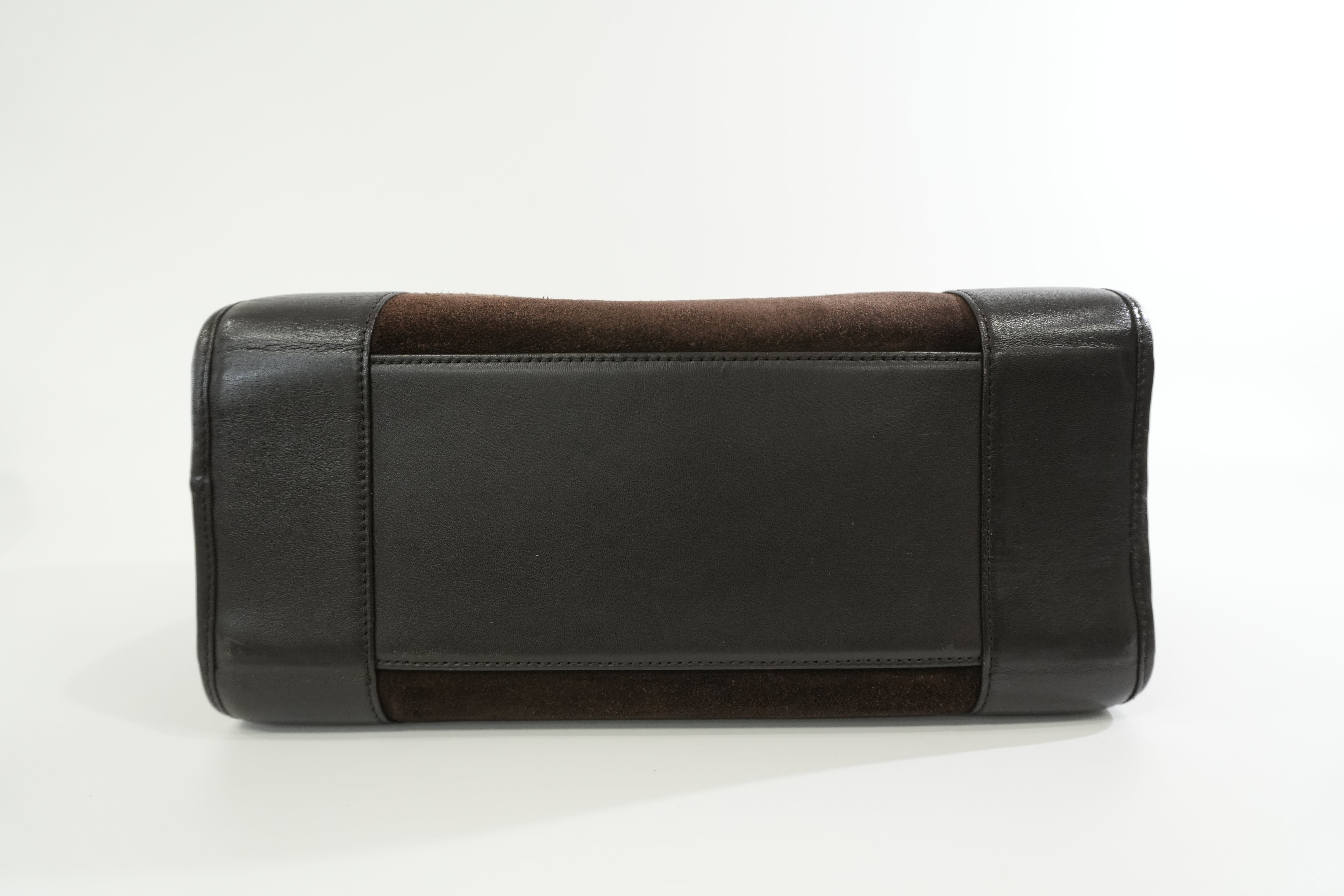 Pre-owned Loewe Suede Leather Anagram Amazona Handbag Brown