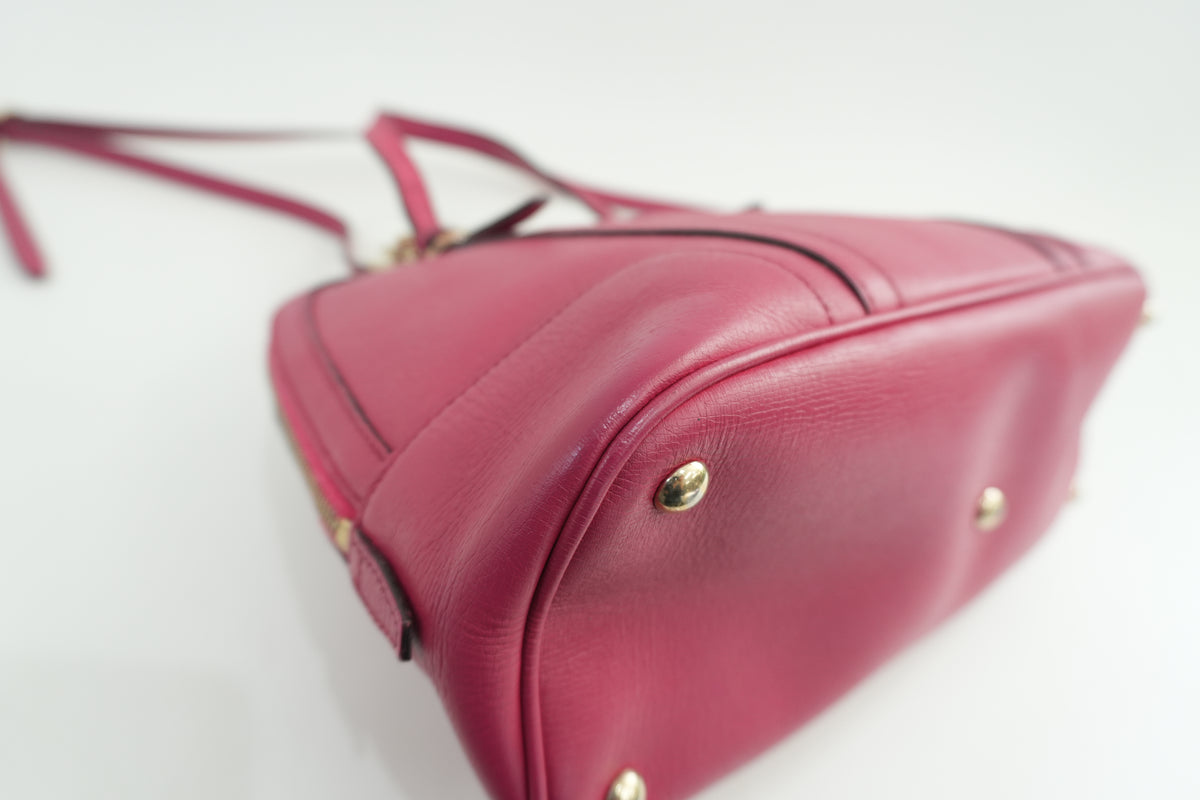 Pre-Owned Gucci Leather Two-Way Dome Satchel Shoulder Bag Pink