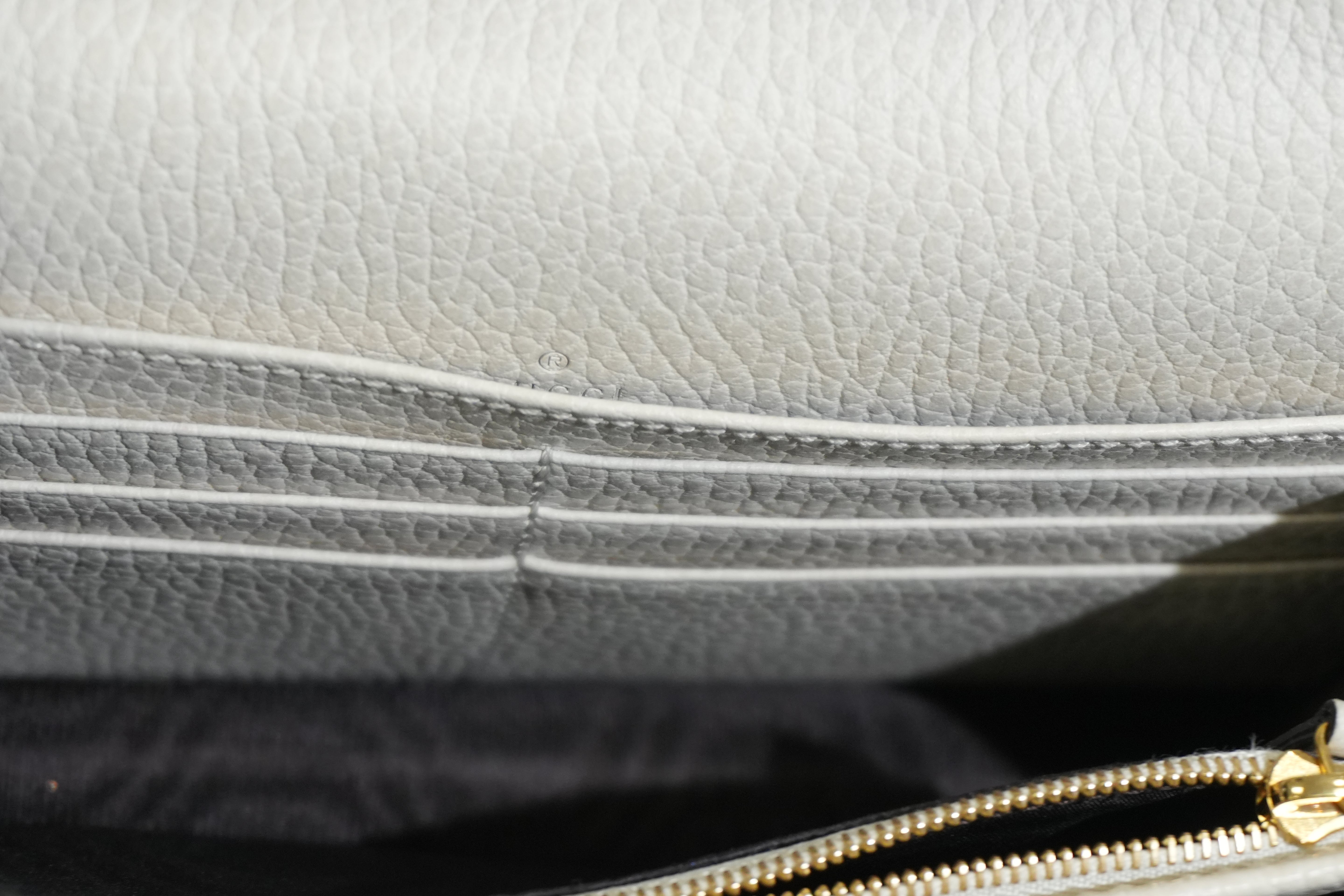 Pre-owned Gucci Marmont Wallet on Chain White