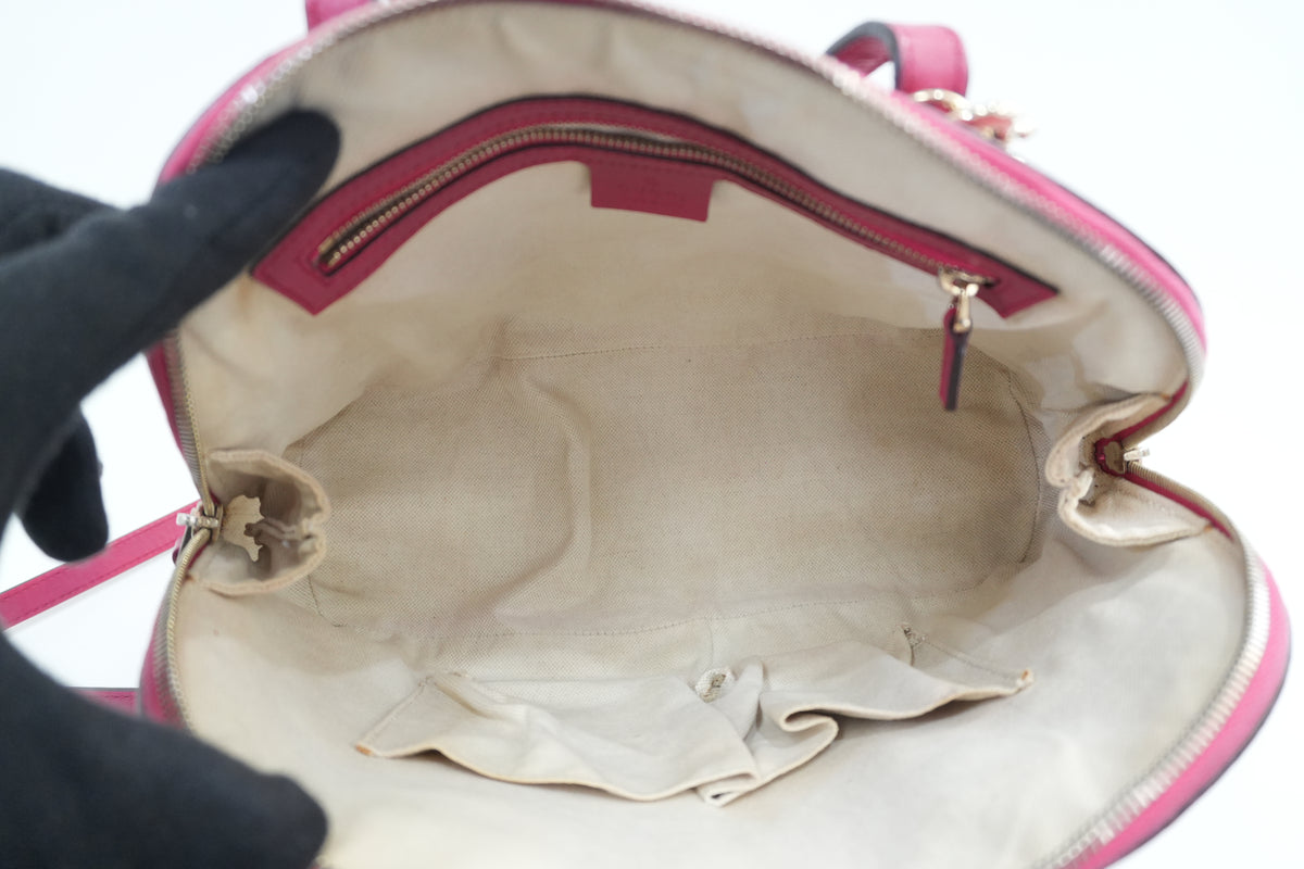 Pre-Owned Gucci Leather Two-Way Dome Satchel Shoulder Bag Pink