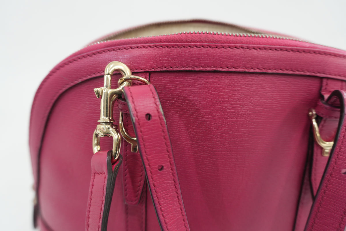 Pre-Owned Gucci Leather Two-Way Dome Satchel Shoulder Bag Pink