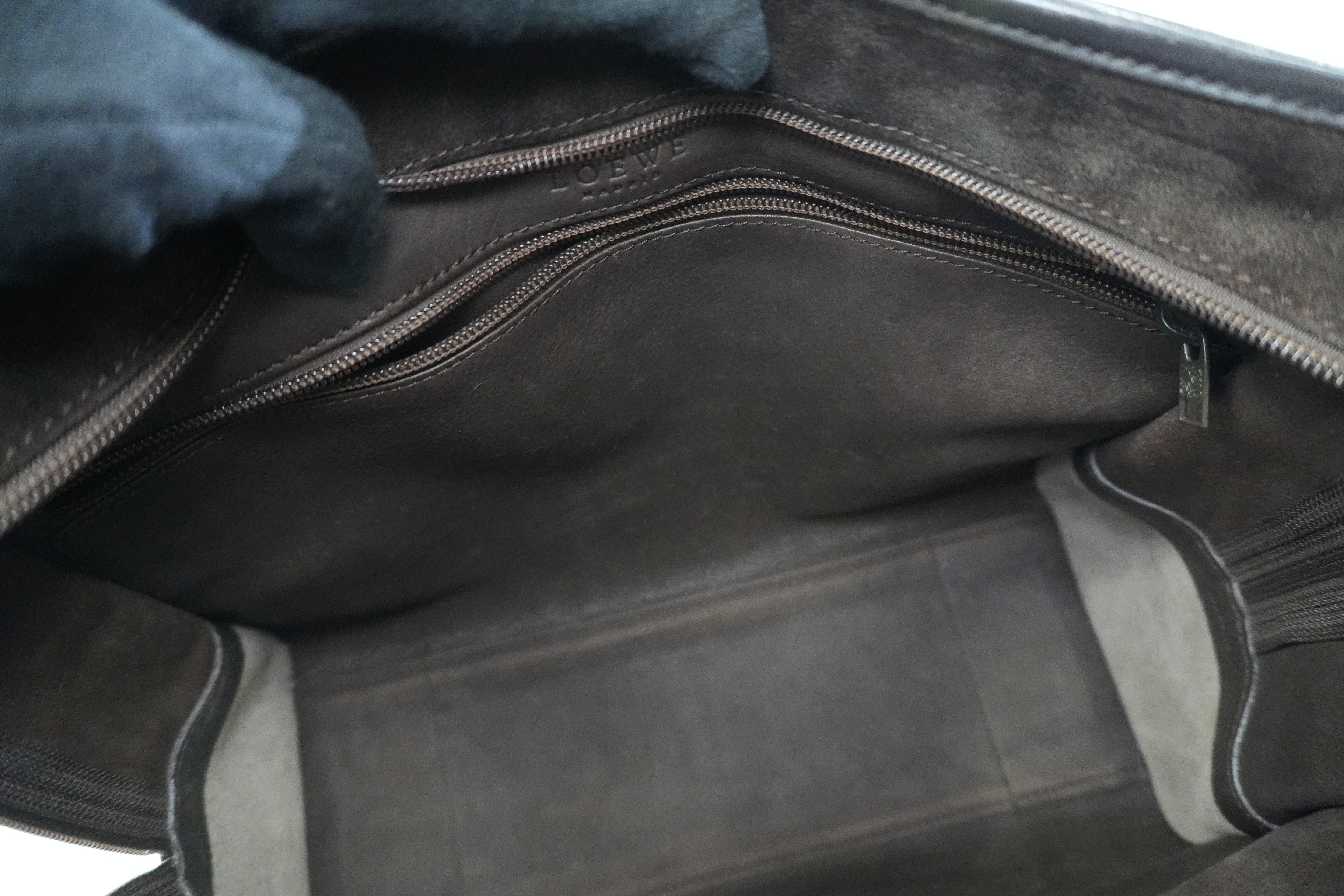 Pre-owned Loewe Suede Leather Anagram Amazona Handbag Brown