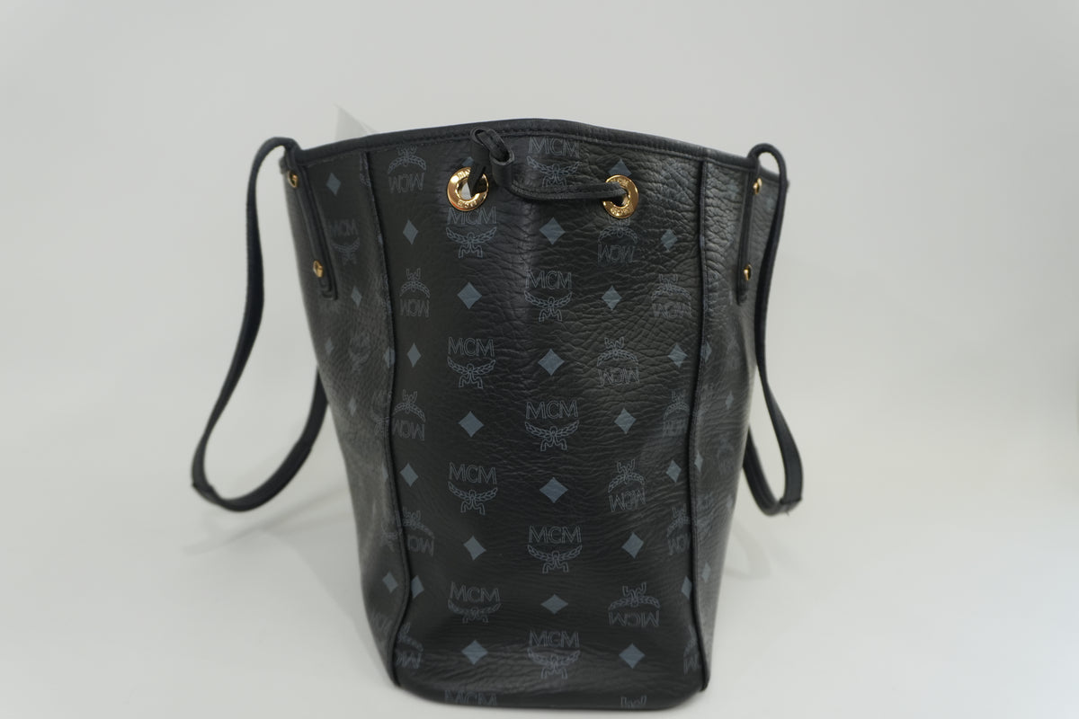 Pre-Owned MCM Visetos Liz Reversible Shopper Tote Bag Black