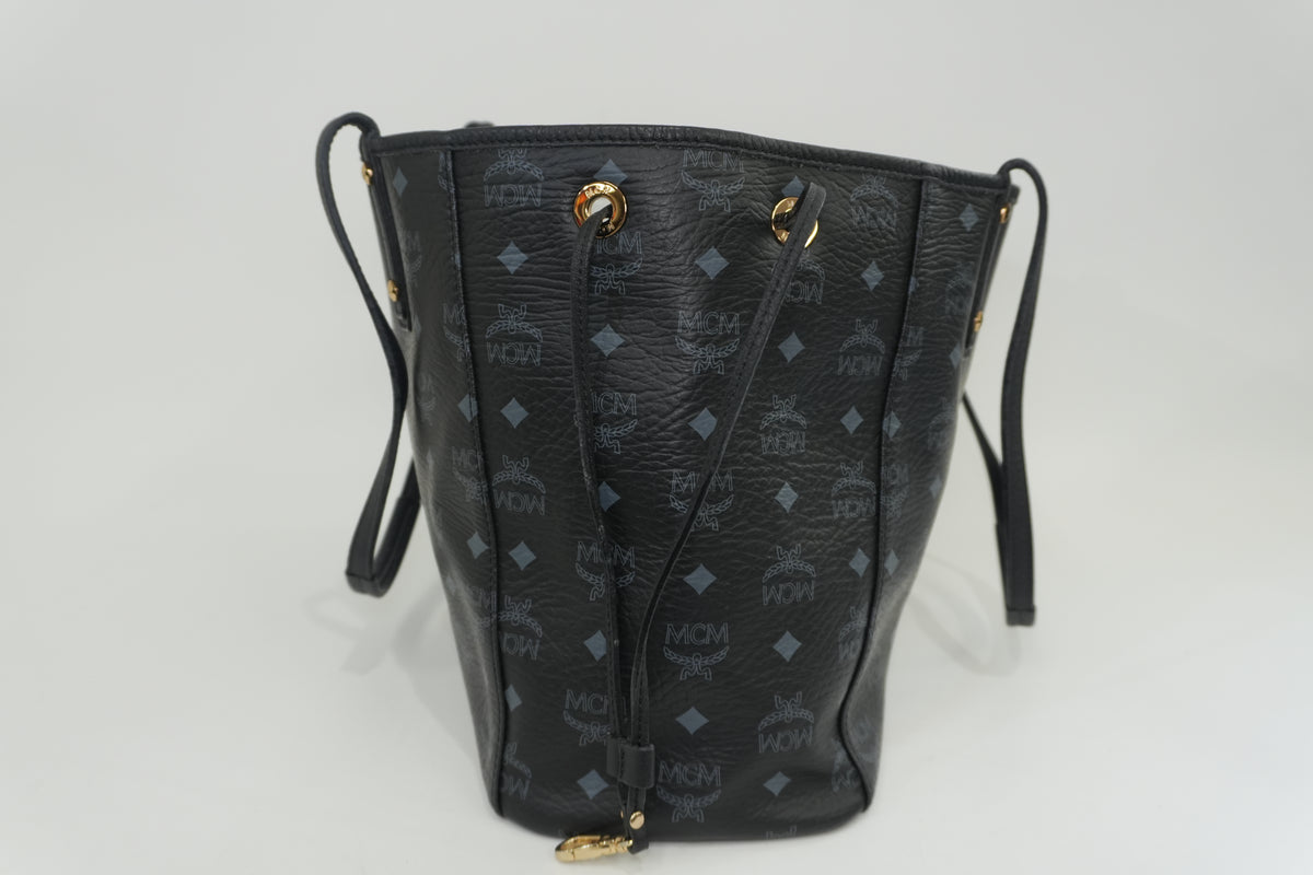 Pre-Owned MCM Visetos Liz Reversible Shopper Tote Bag Black