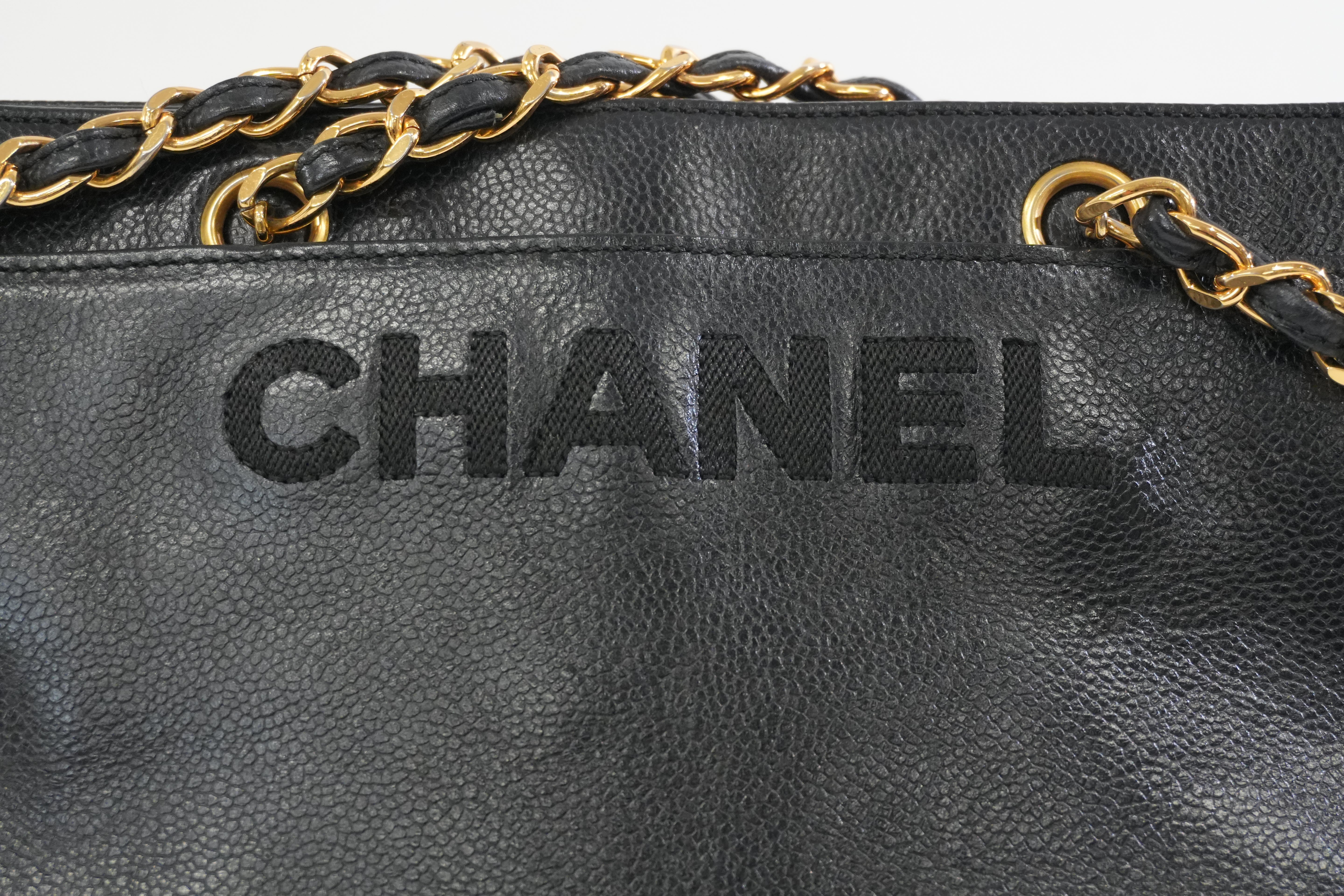 Pre-owned Chanel Caviar Skin Leather Chain Shoulder Bag Black