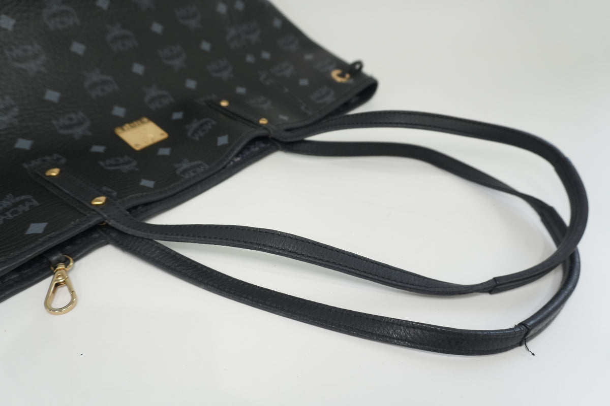 Pre-Owned MCM Visetos Liz Reversible Shopper Tote Bag Black
