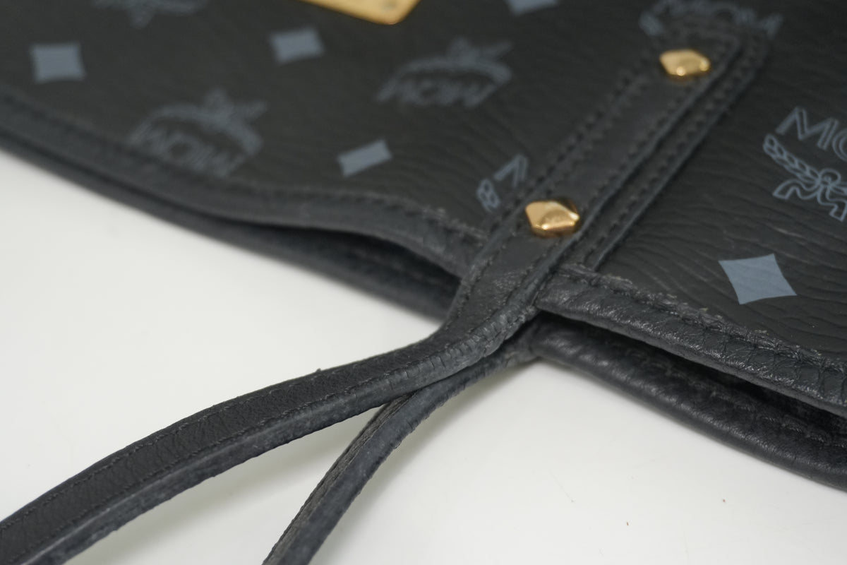 Pre-Owned MCM Visetos Liz Reversible Shopper Tote Bag Black