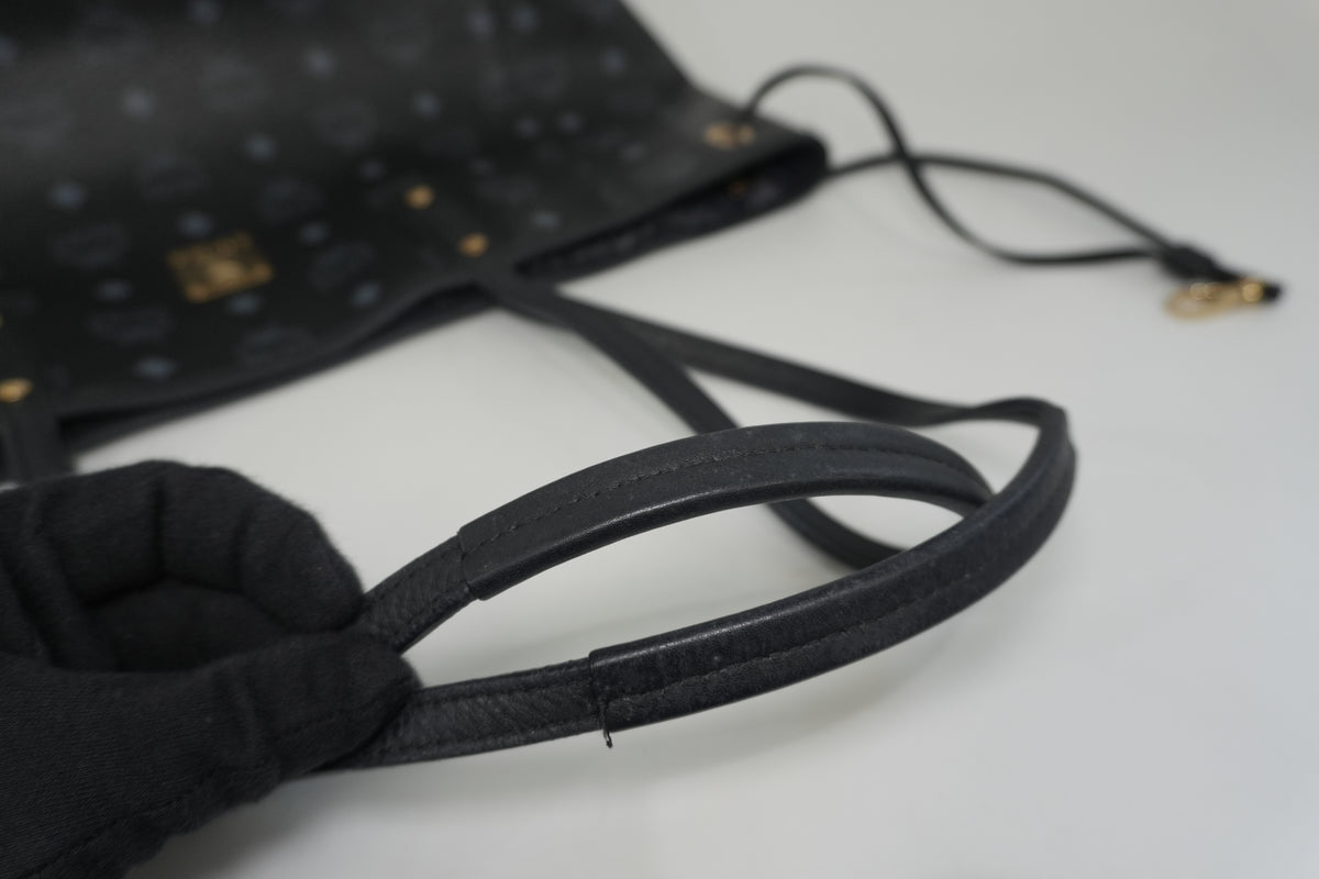 Pre-Owned MCM Visetos Liz Reversible Shopper Tote Bag Black