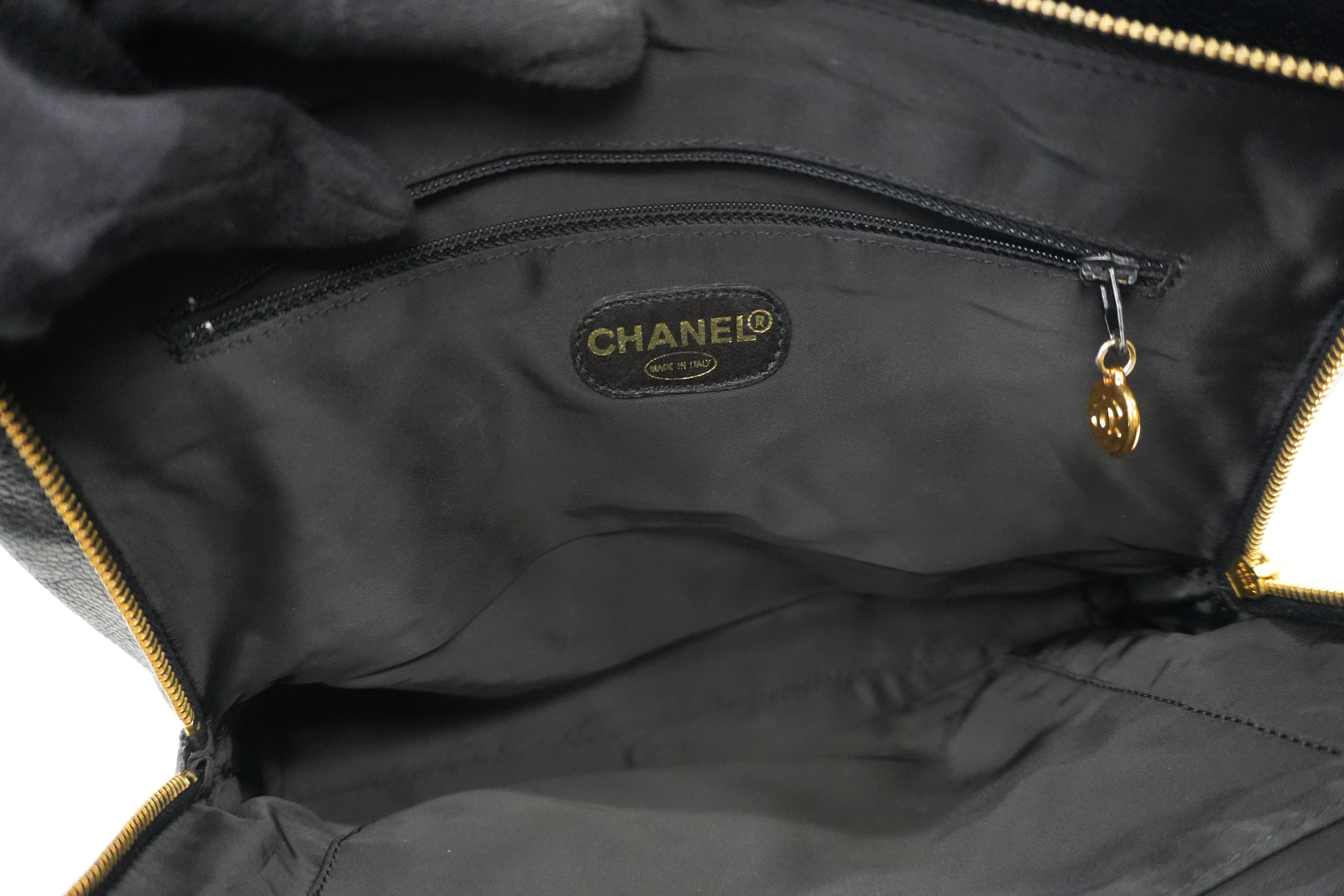 Pre-owned Chanel Caviar Skin Leather Chain Shoulder Bag Black