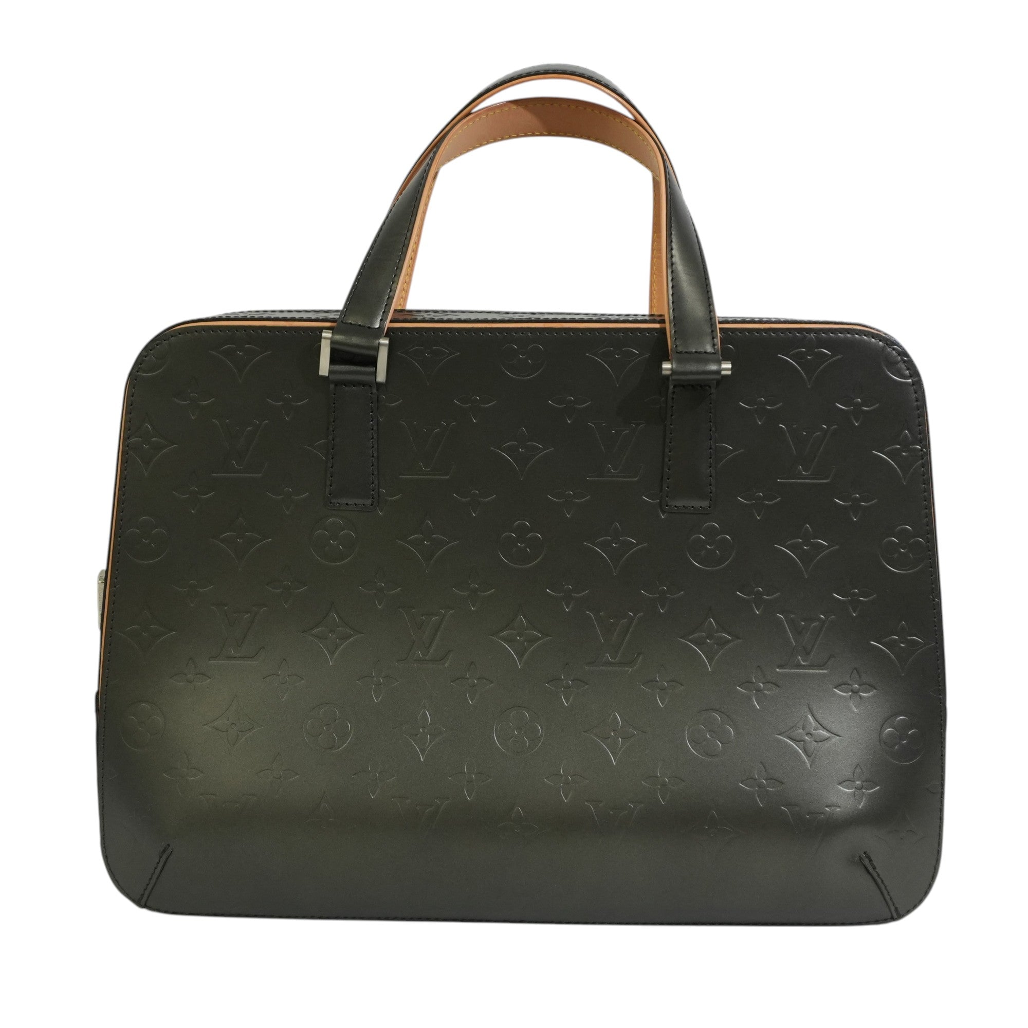 Pre-owned Louis Vuitton Matte Monogram Mat Malden Briefcase Gray