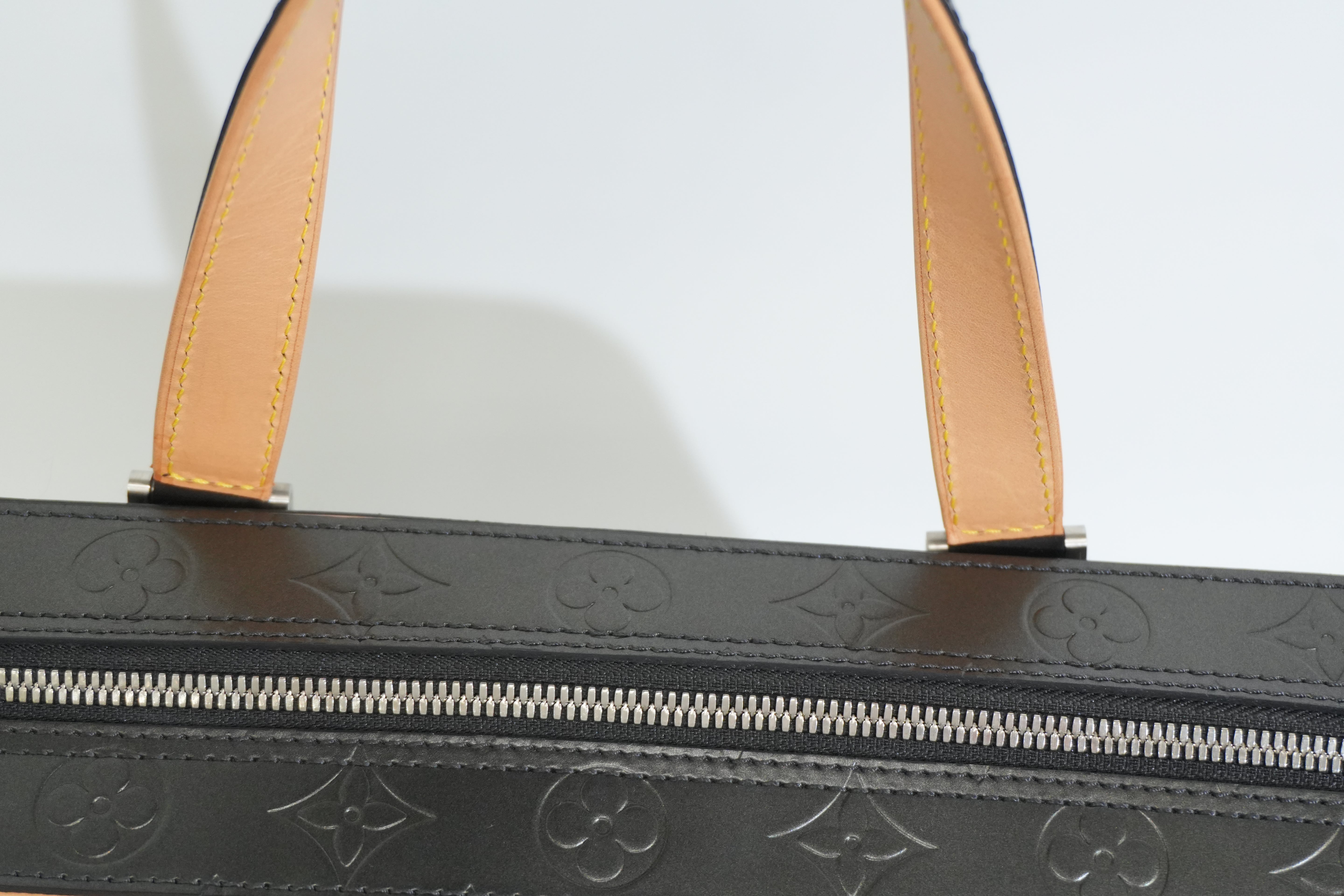 Pre-owned Louis Vuitton Matte Monogram Mat Malden Briefcase Gray