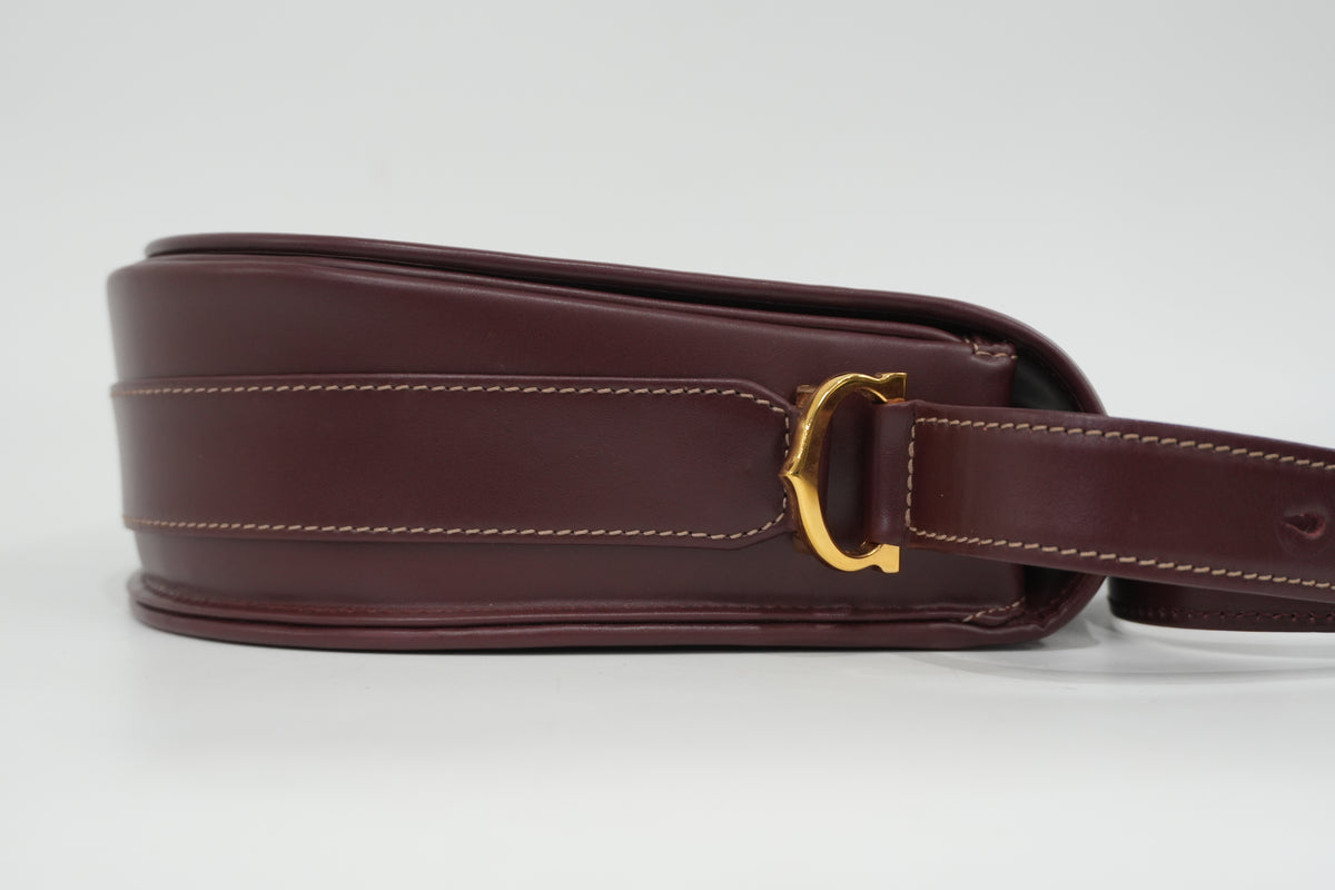 Pre-Owned Cariter Must De Cartier Crossbody Bag Burgundy