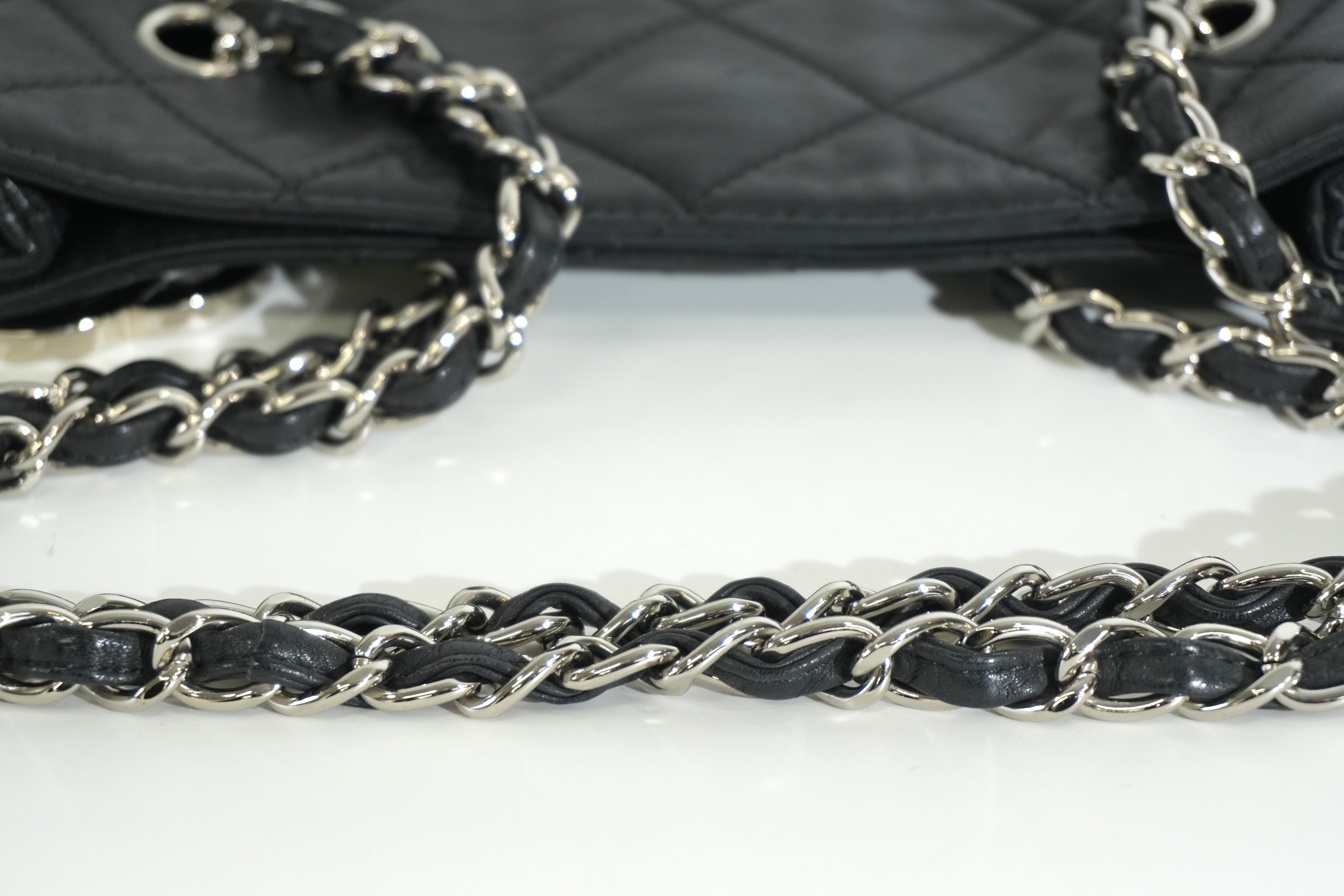 Pre-owned Lambskin Leather Business Tote Bag Black