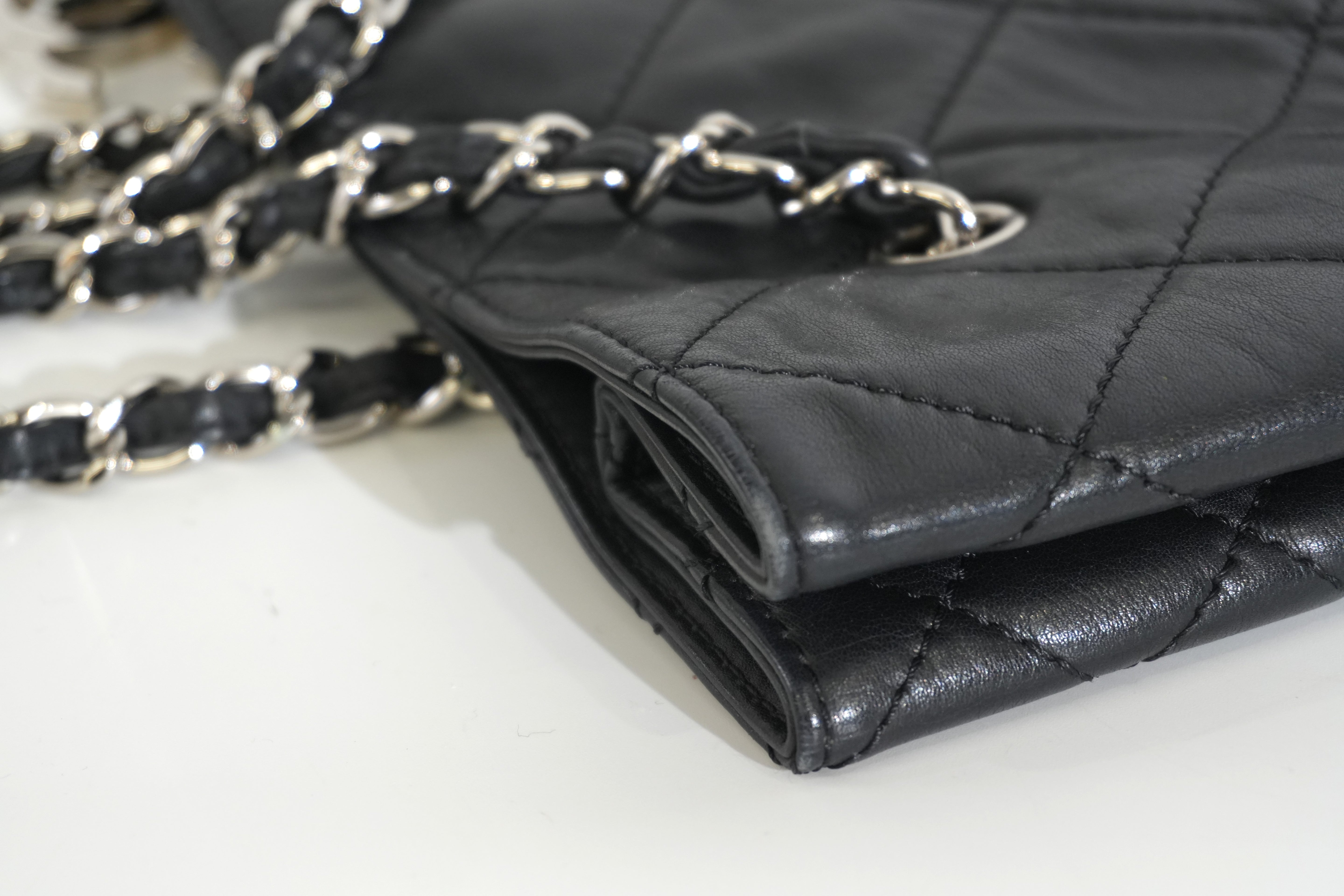 Pre-owned Lambskin Leather Business Tote Bag Black