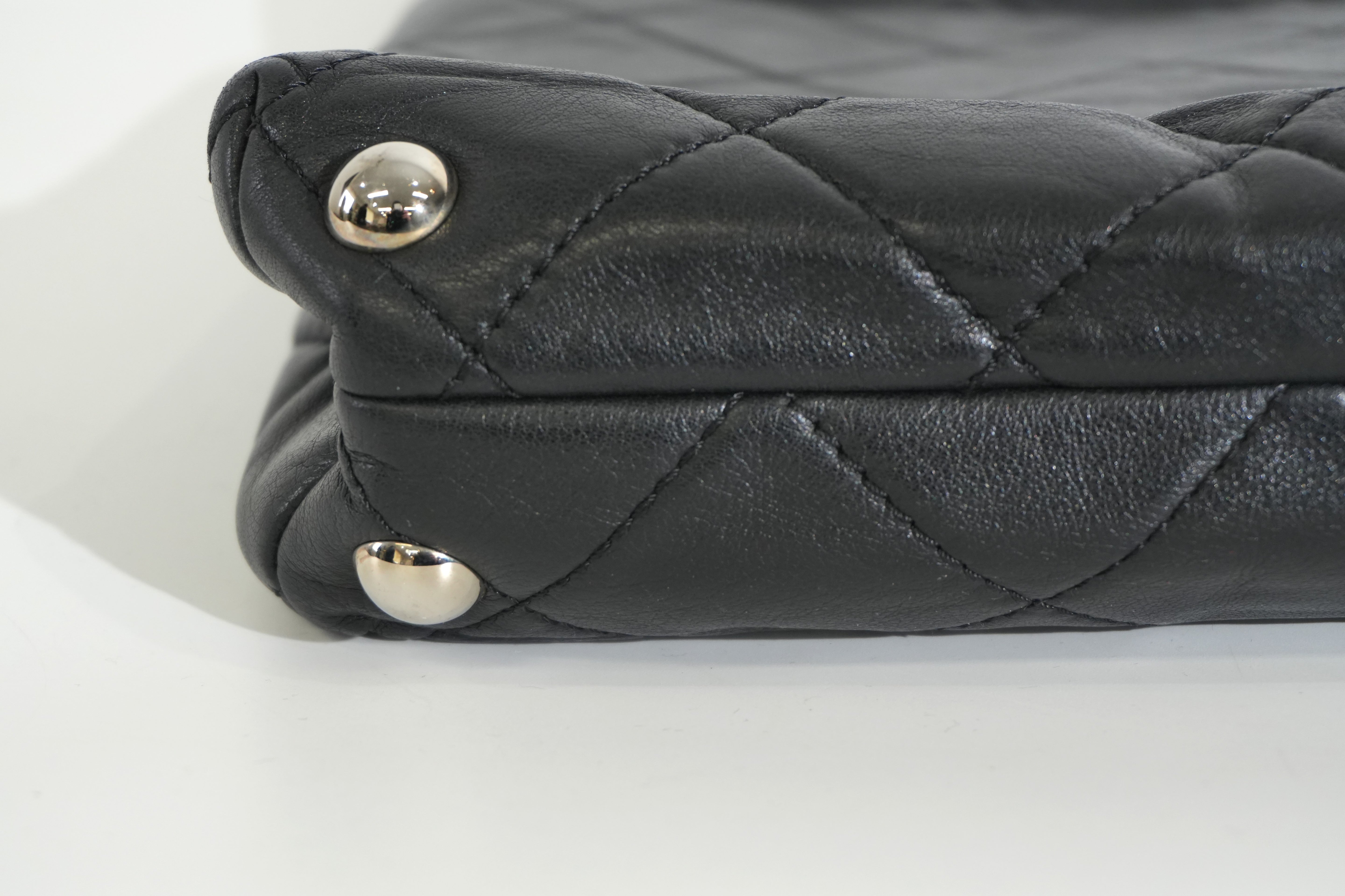 Pre-owned Lambskin Leather Business Tote Bag Black