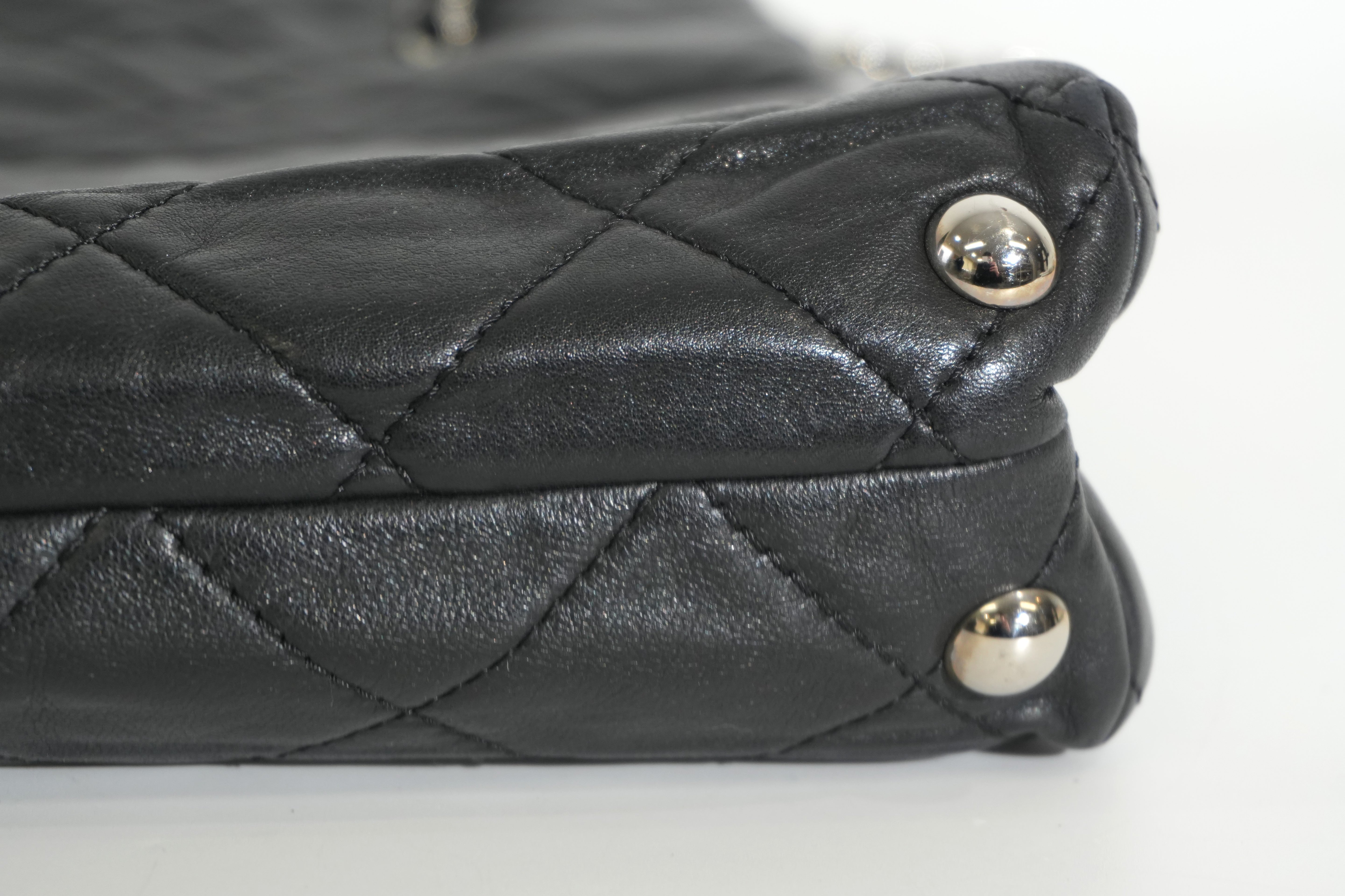 Pre-owned Lambskin Leather Business Tote Bag Black