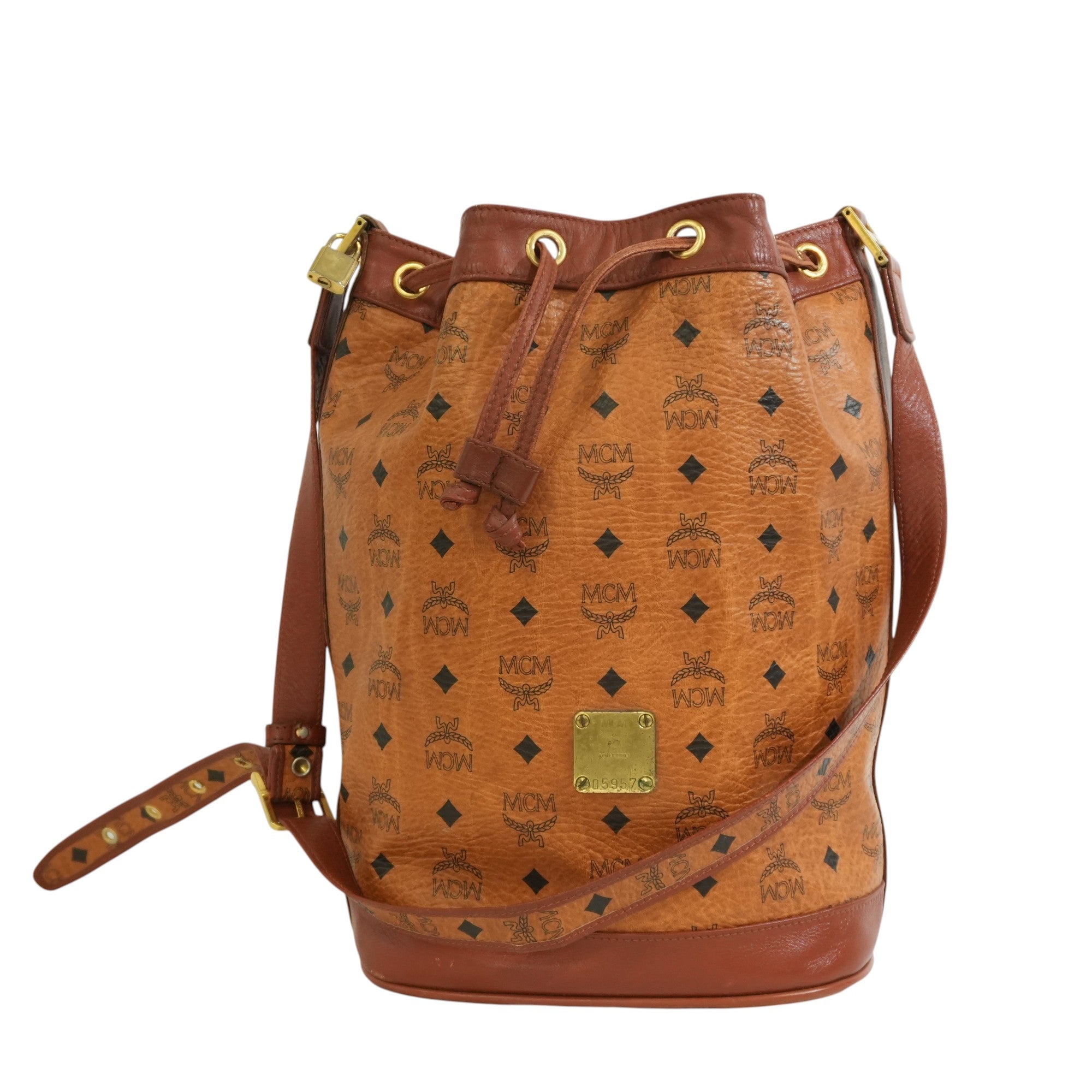 Pre-owned MCM Bucket Shoulder Bag Cognac