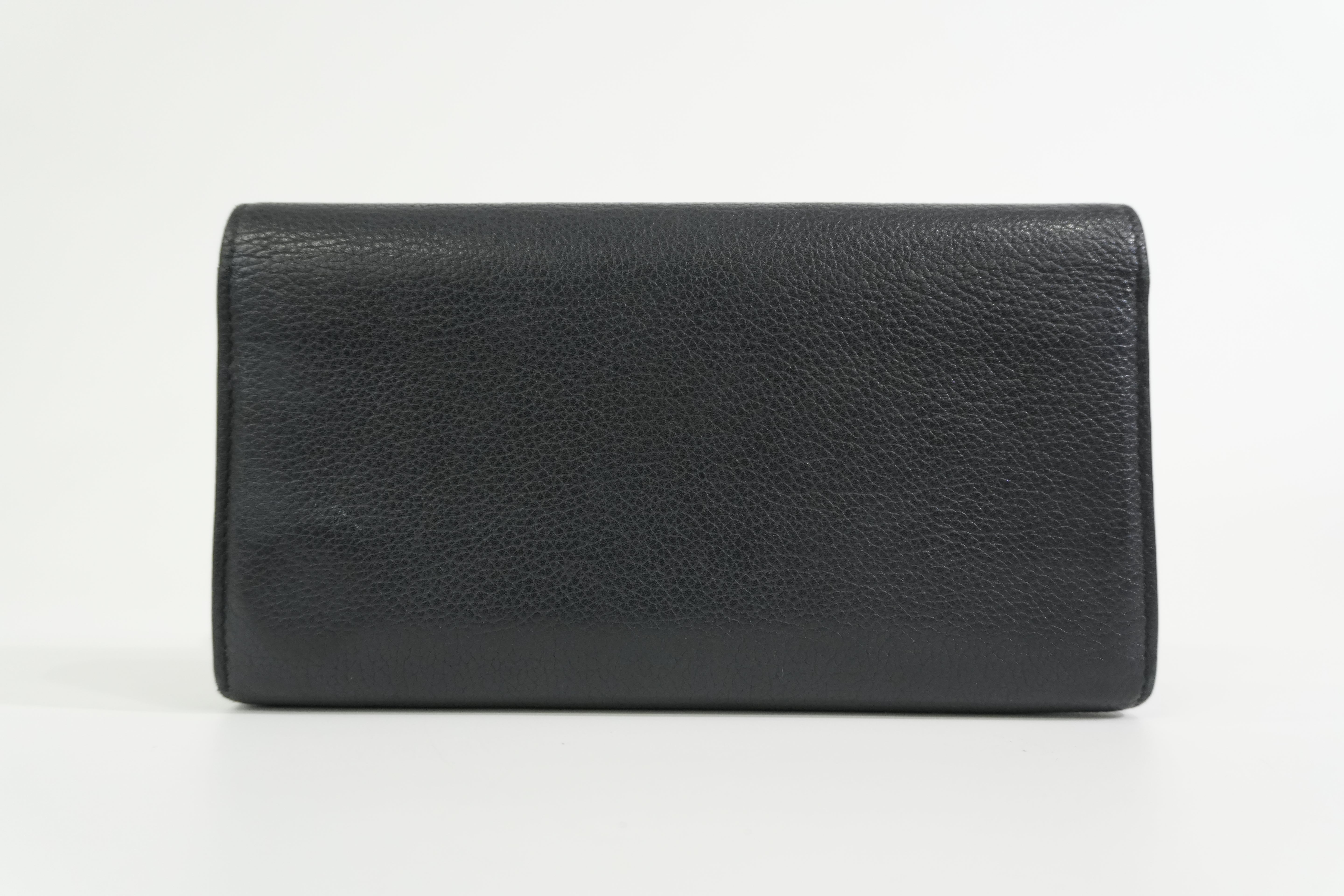 Pre-owned Louis Vuitton Leather Porte Feuille Lockeme Long Wallet Black