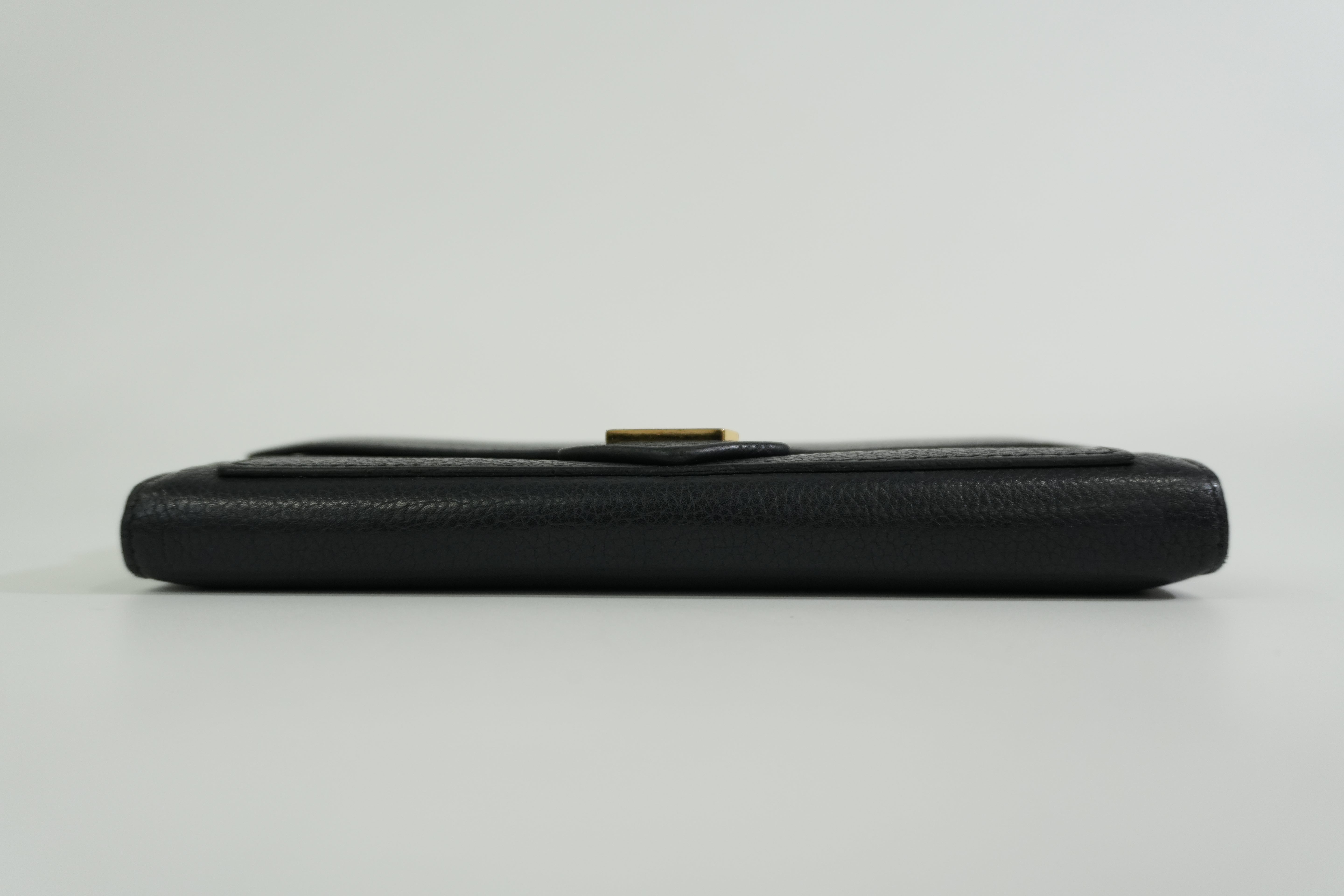 Pre-owned Louis Vuitton Leather Porte Feuille Lockeme Long Wallet Black