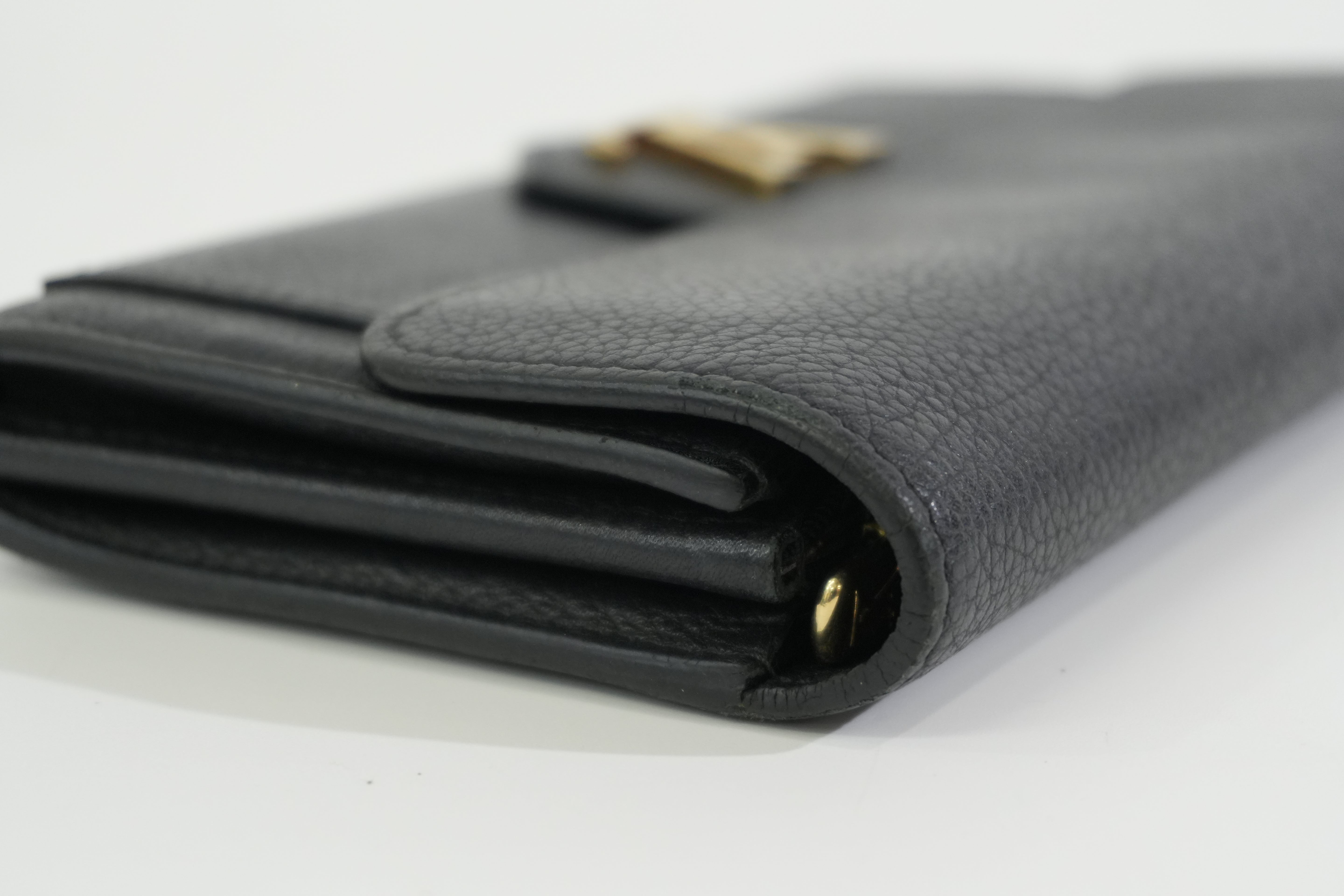 Pre-owned Louis Vuitton Leather Porte Feuille Lockeme Long Wallet Black