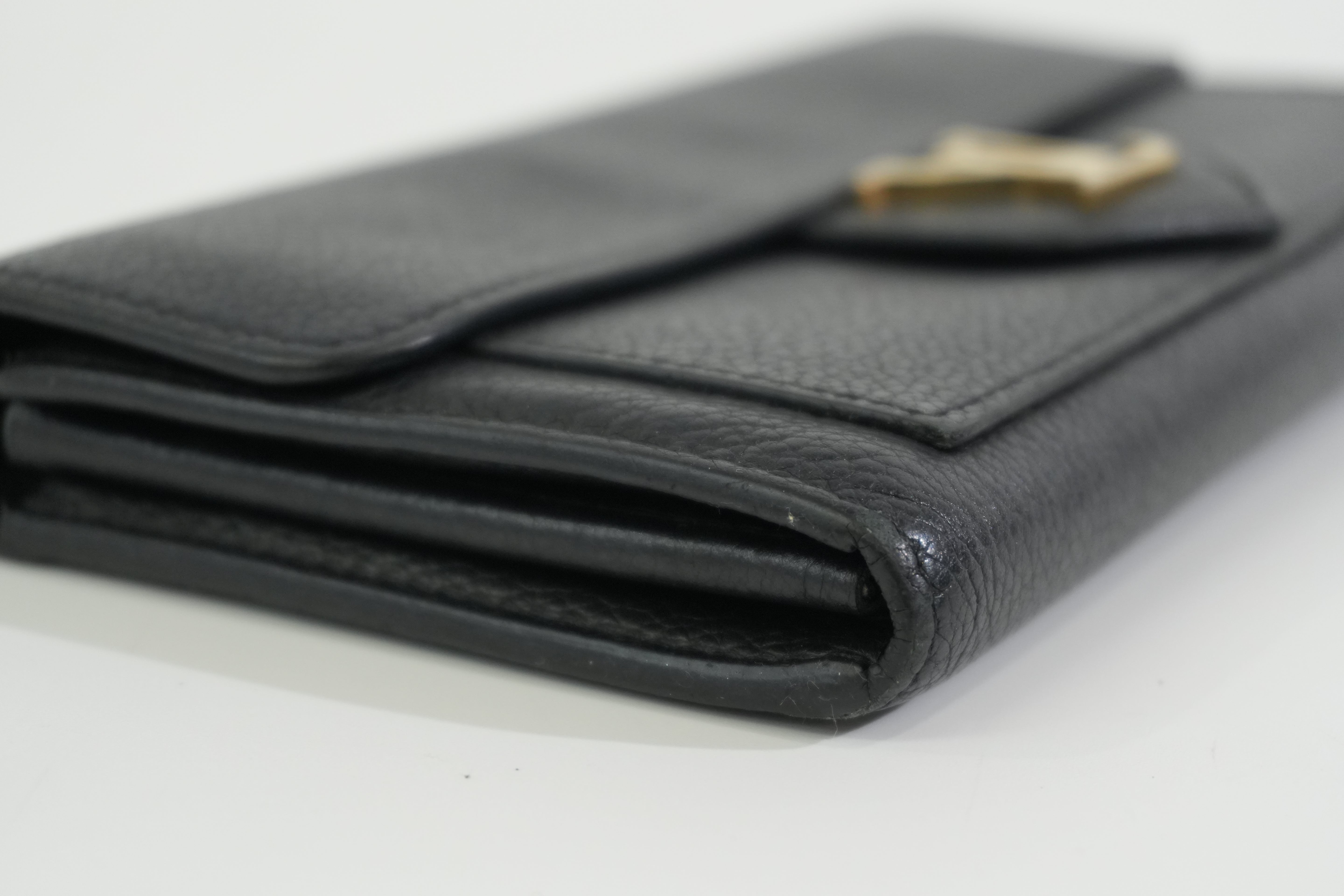 Pre-owned Louis Vuitton Leather Porte Feuille Lockeme Long Wallet Black