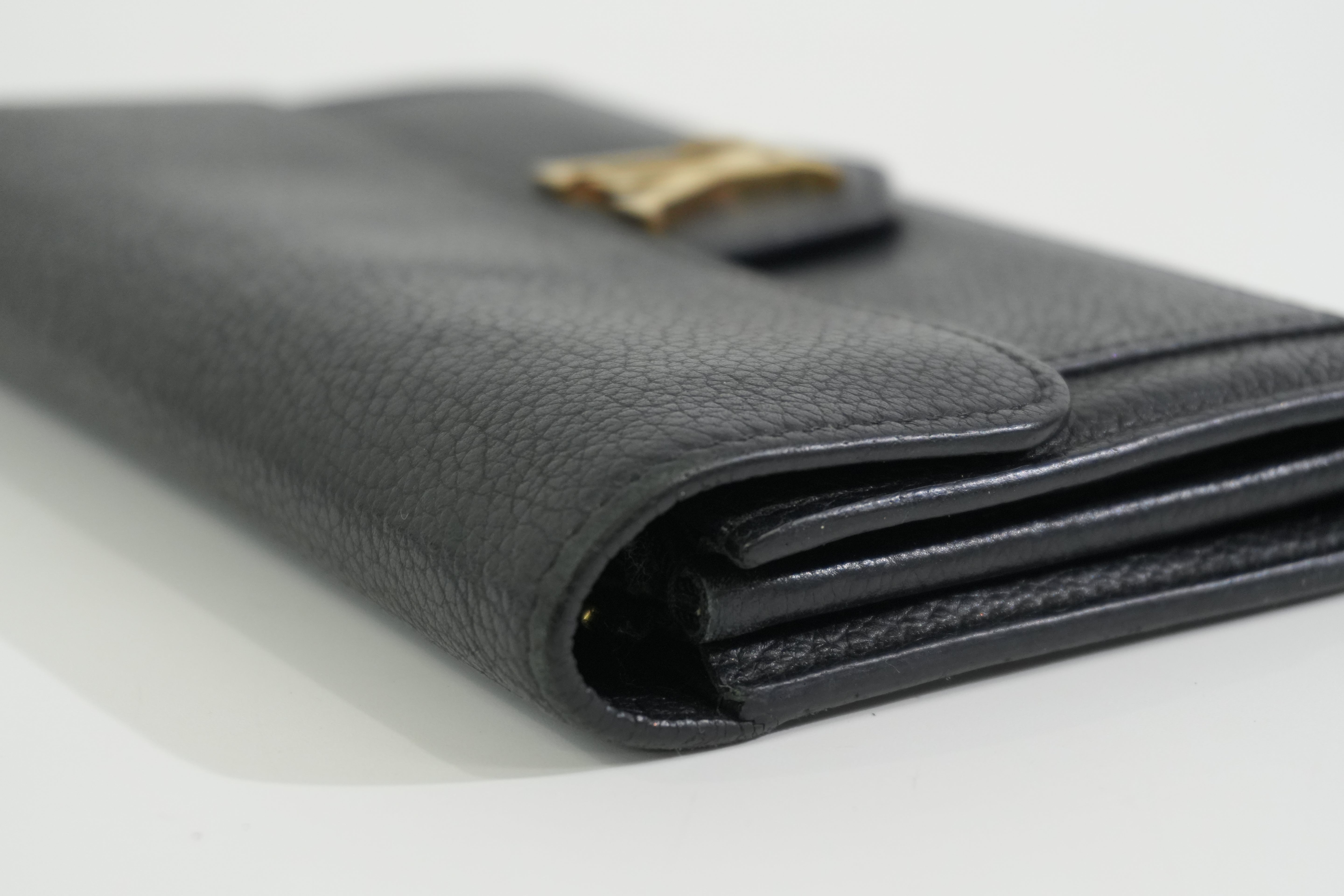 Pre-owned Louis Vuitton Leather Porte Feuille Lockeme Long Wallet Black