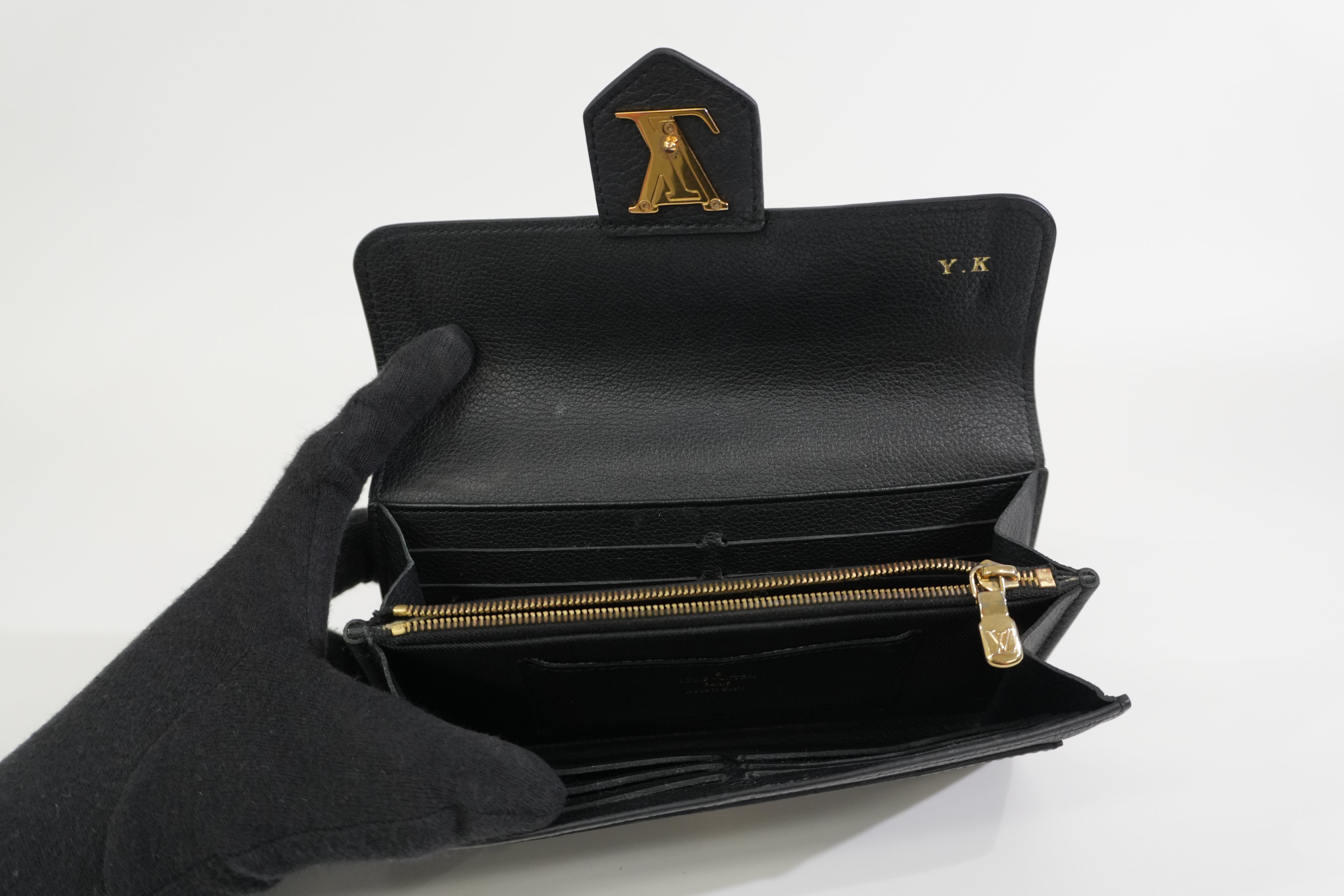 Pre-owned Louis Vuitton Leather Porte Feuille Lockeme Long Wallet Black