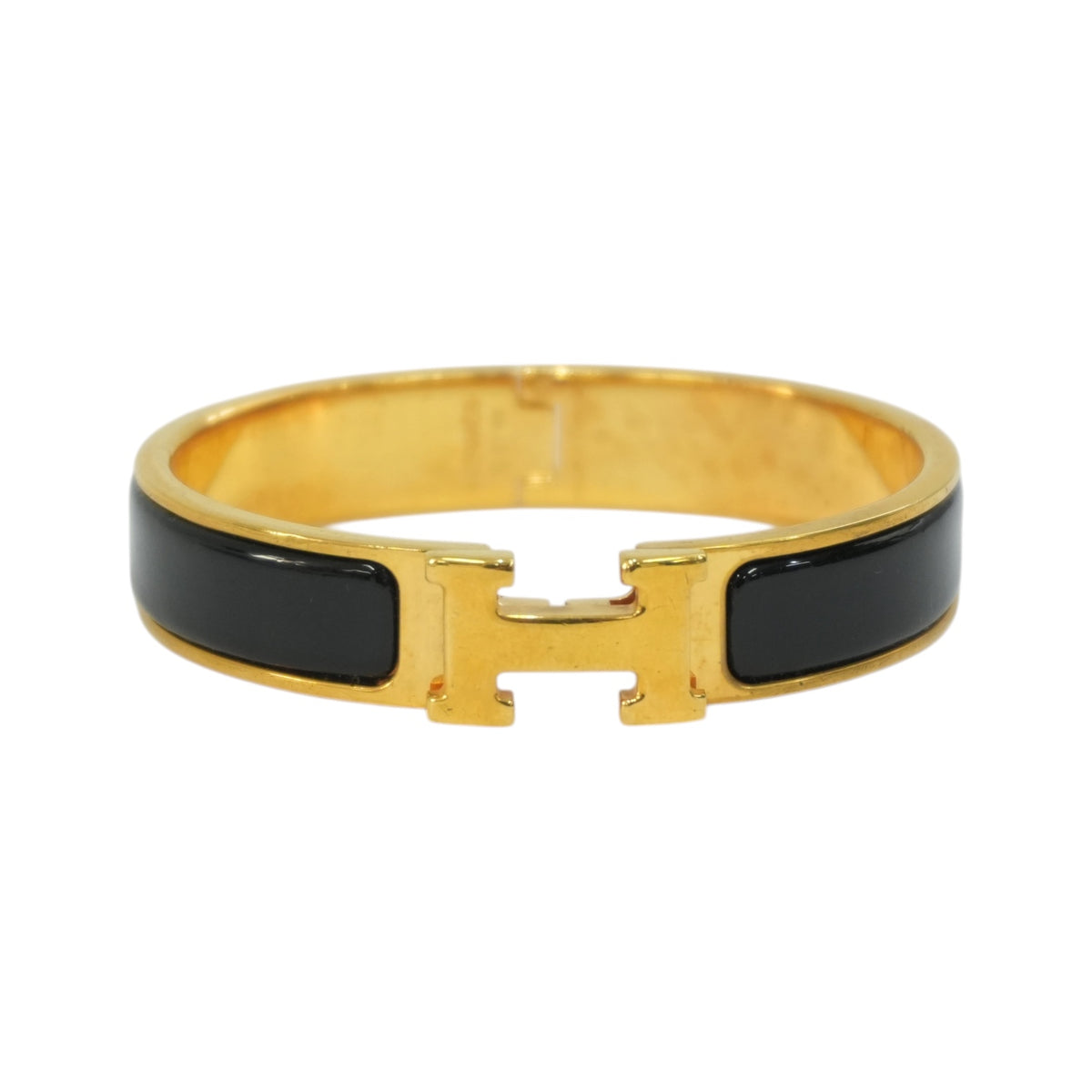 Pre-Owned Hermes Clic Clac Bracelet Black And Gold