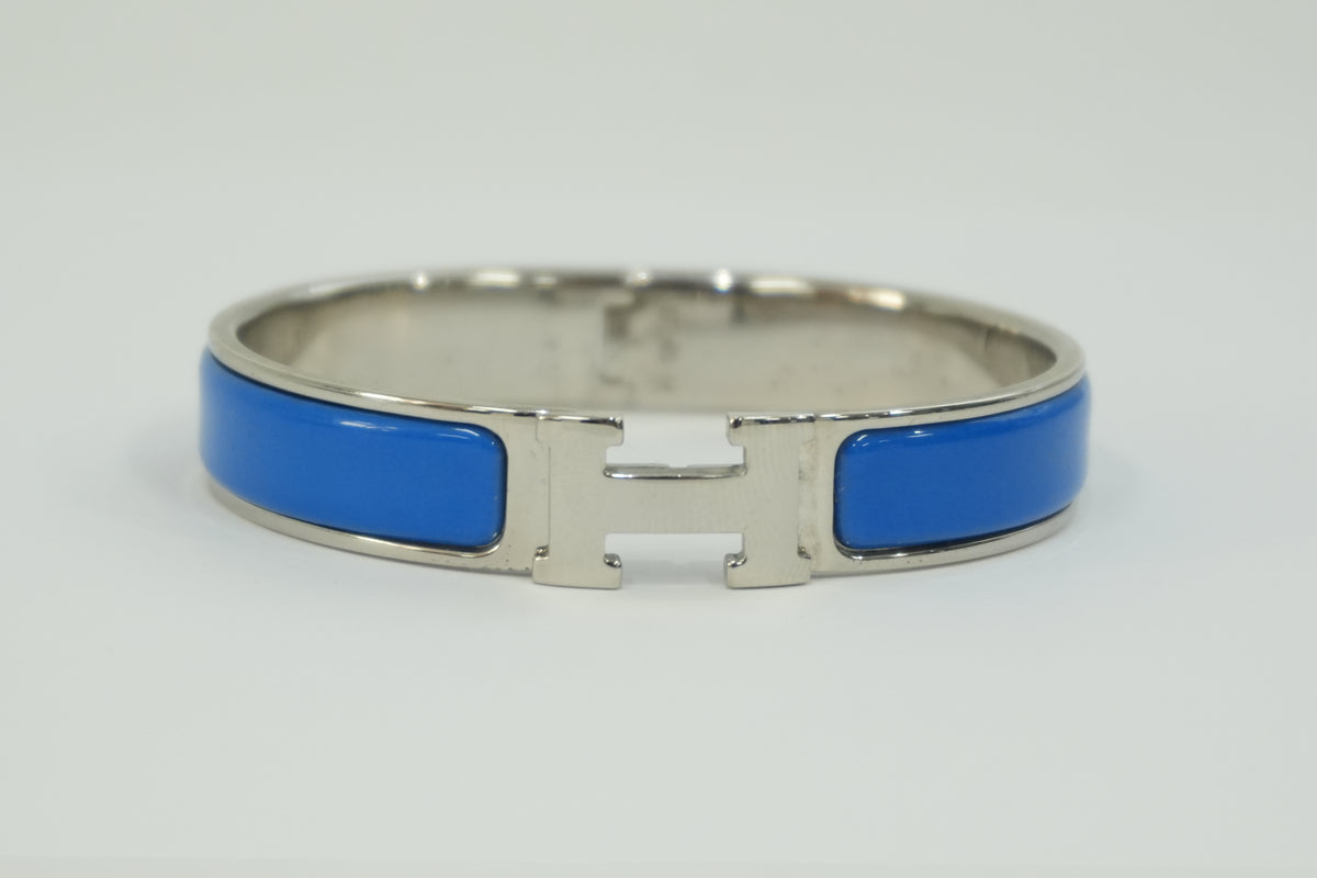 Pre-Owned Hermes Clic Clac Bracelet Blue
