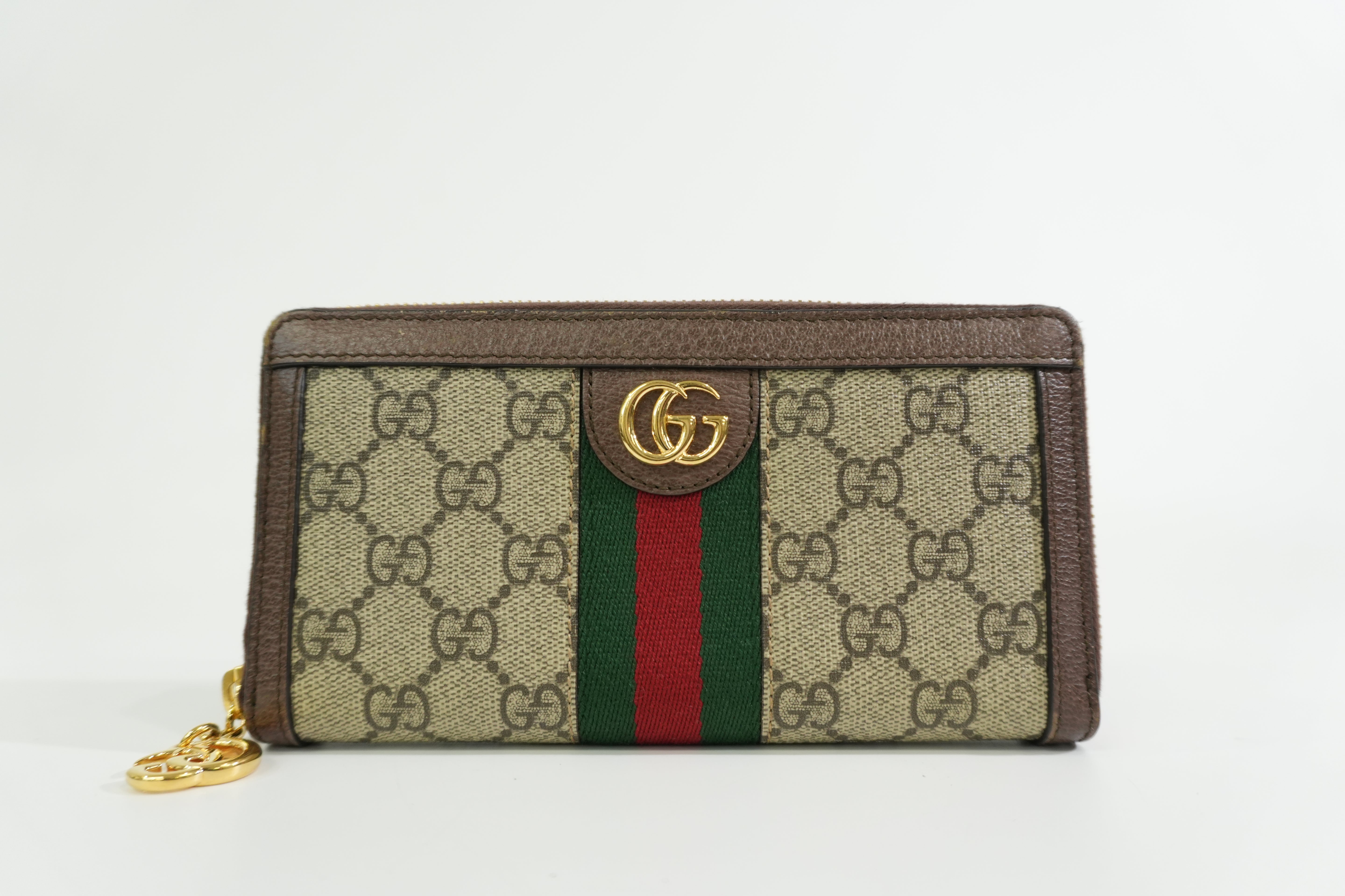 Pre-owned Gucci Ophidia Zippy Long Wallet Brown