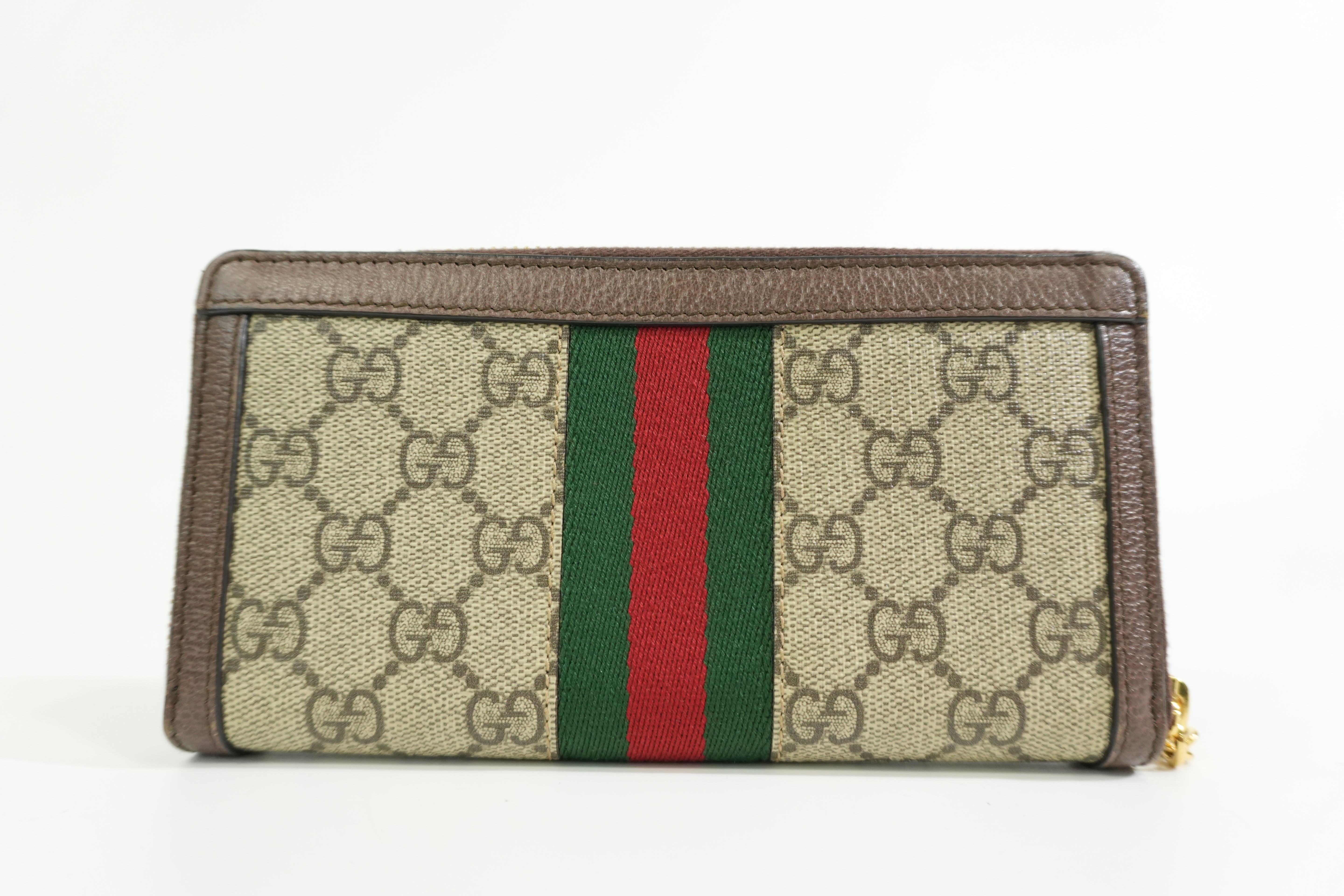 Pre-owned Gucci Ophidia Zippy Long Wallet Brown
