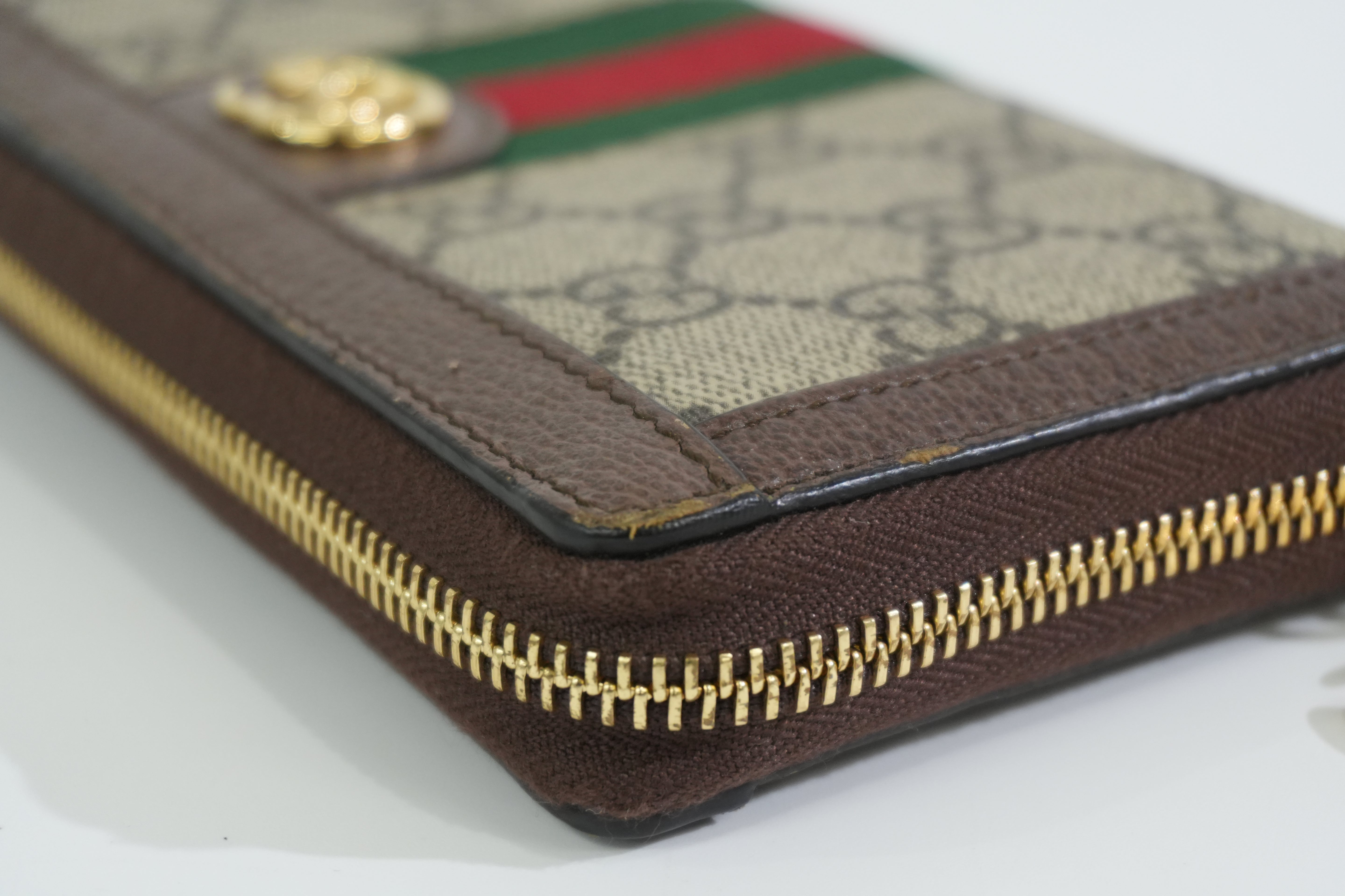 Pre-owned Gucci Ophidia Zippy Long Wallet Brown
