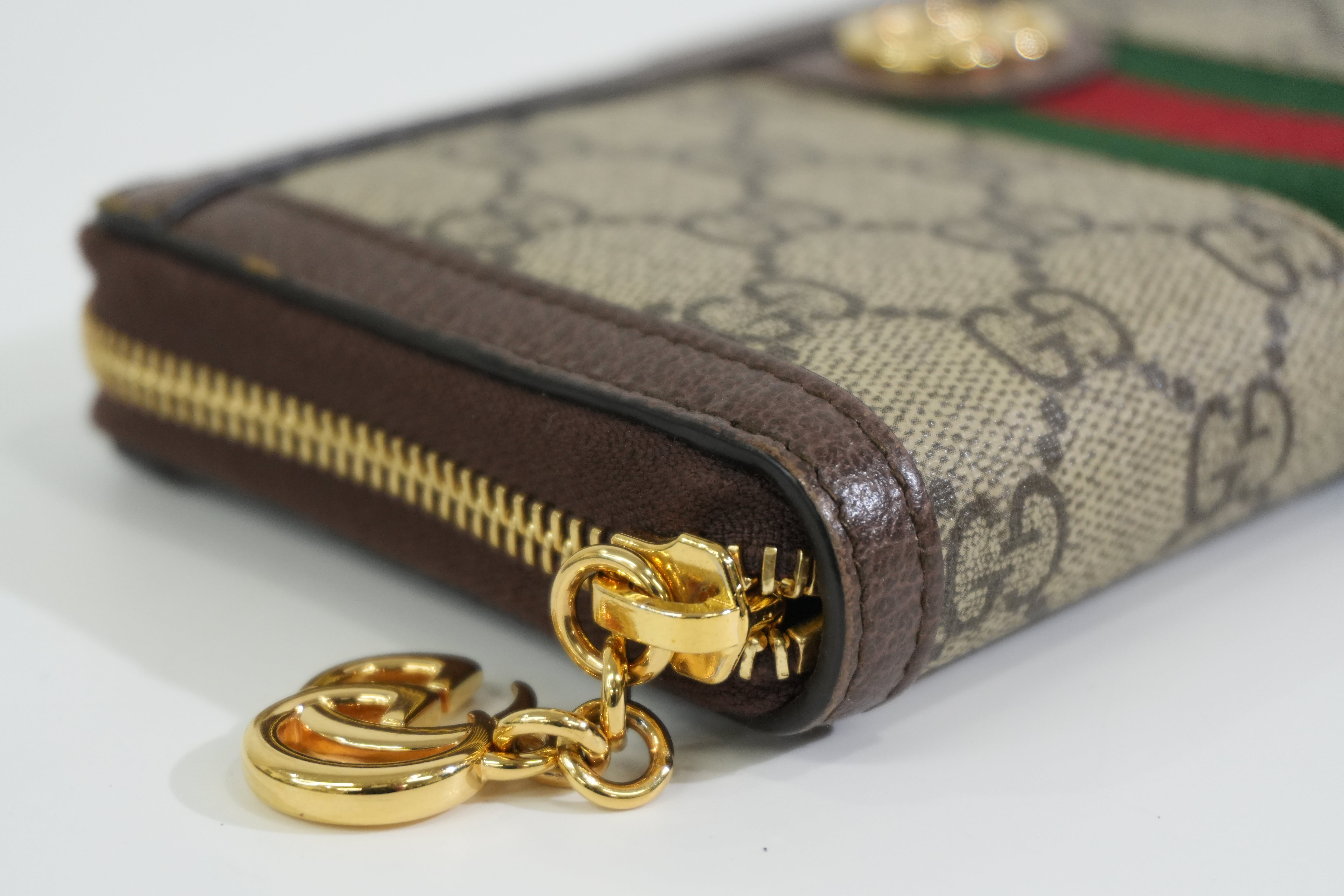 Pre-owned Gucci Ophidia Zippy Long Wallet Brown