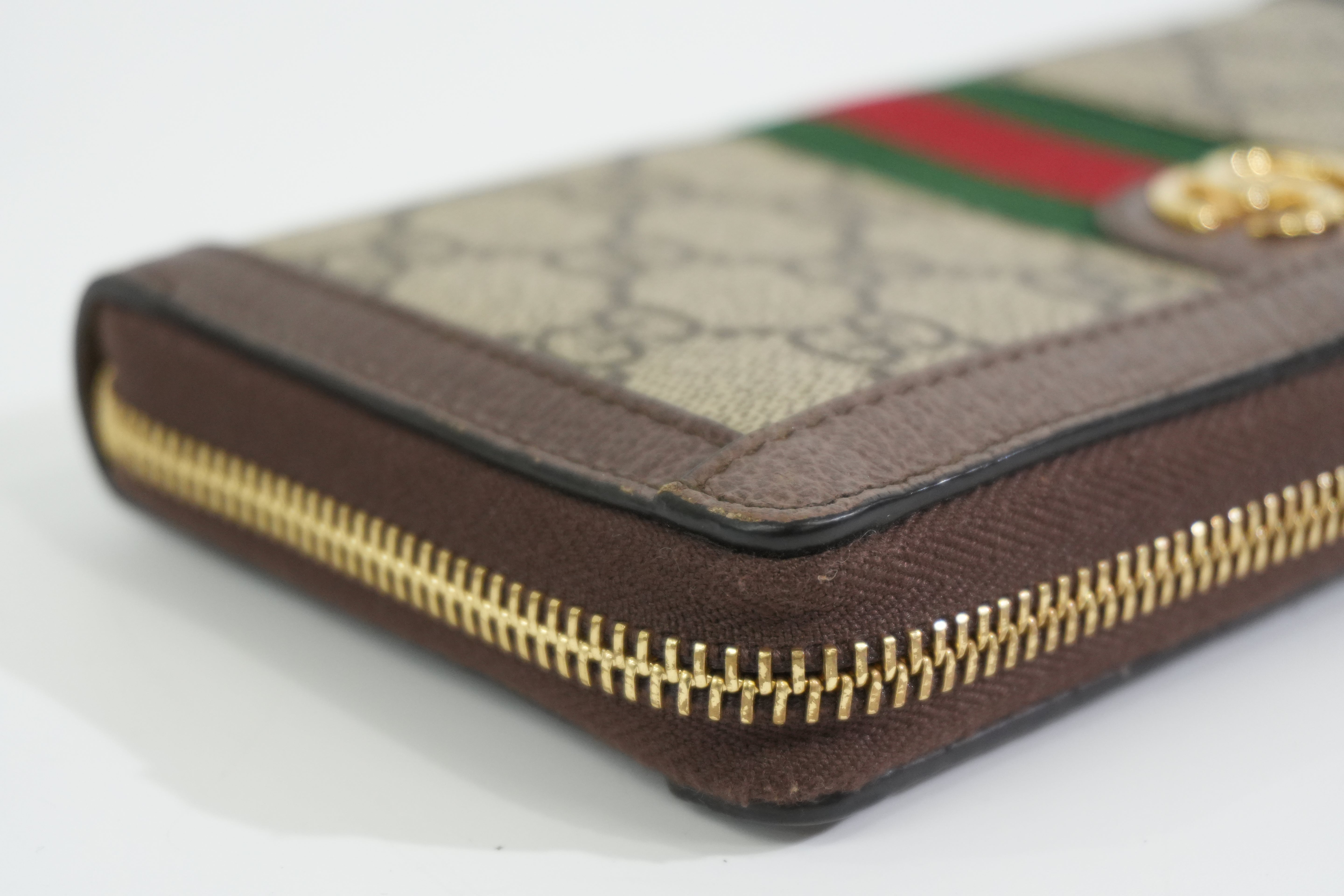 Pre-owned Gucci Ophidia Zippy Long Wallet Brown